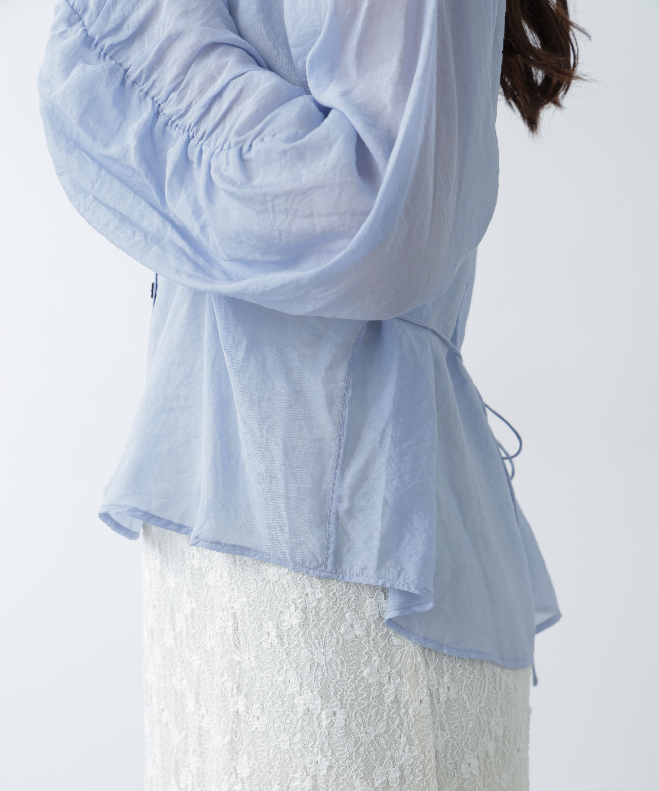  「Ｖネックシャーリングブラウス」|シャツ・ブラウス|