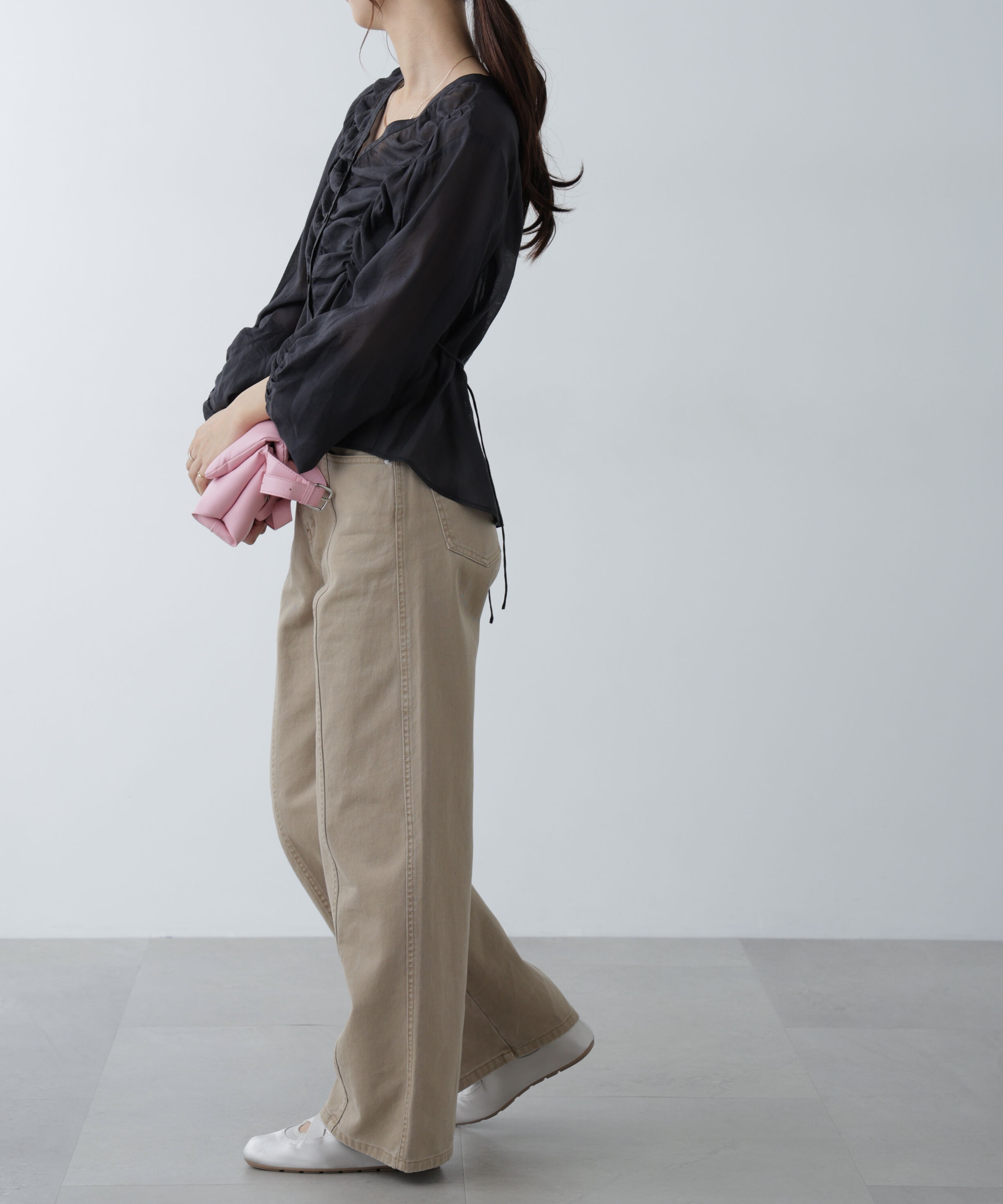  「Ｖネックシャーリングブラウス」|シャツ・ブラウス|