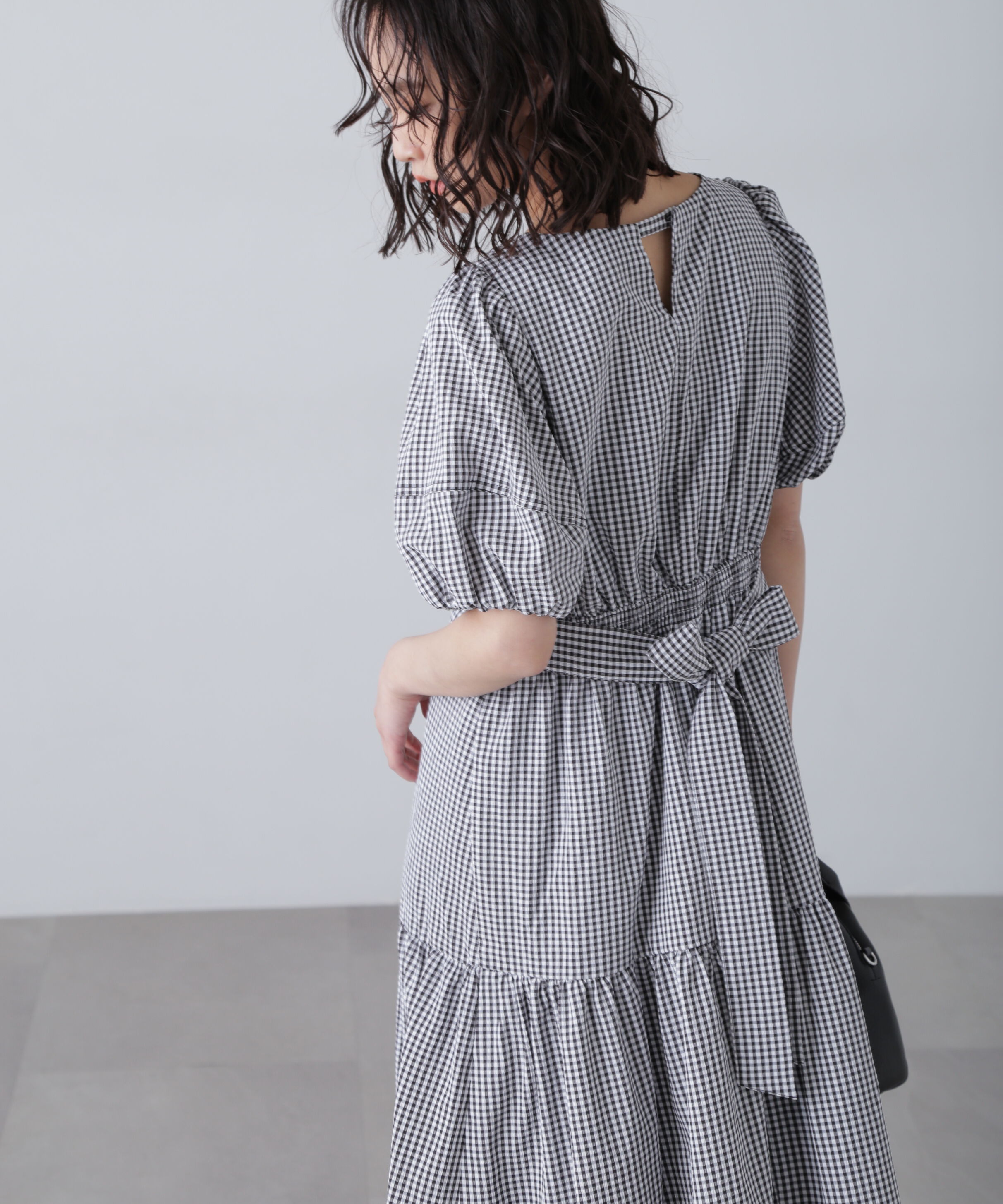  「ランタンスリーブバックリボンワンピース」|ワンピース|ギンガムチェ 1