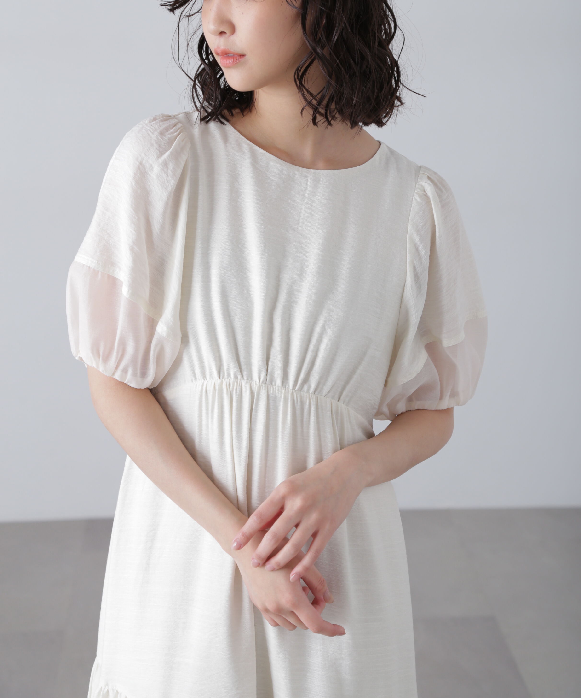  「ランタンスリーブバックリボンワンピース」|ワンピース|