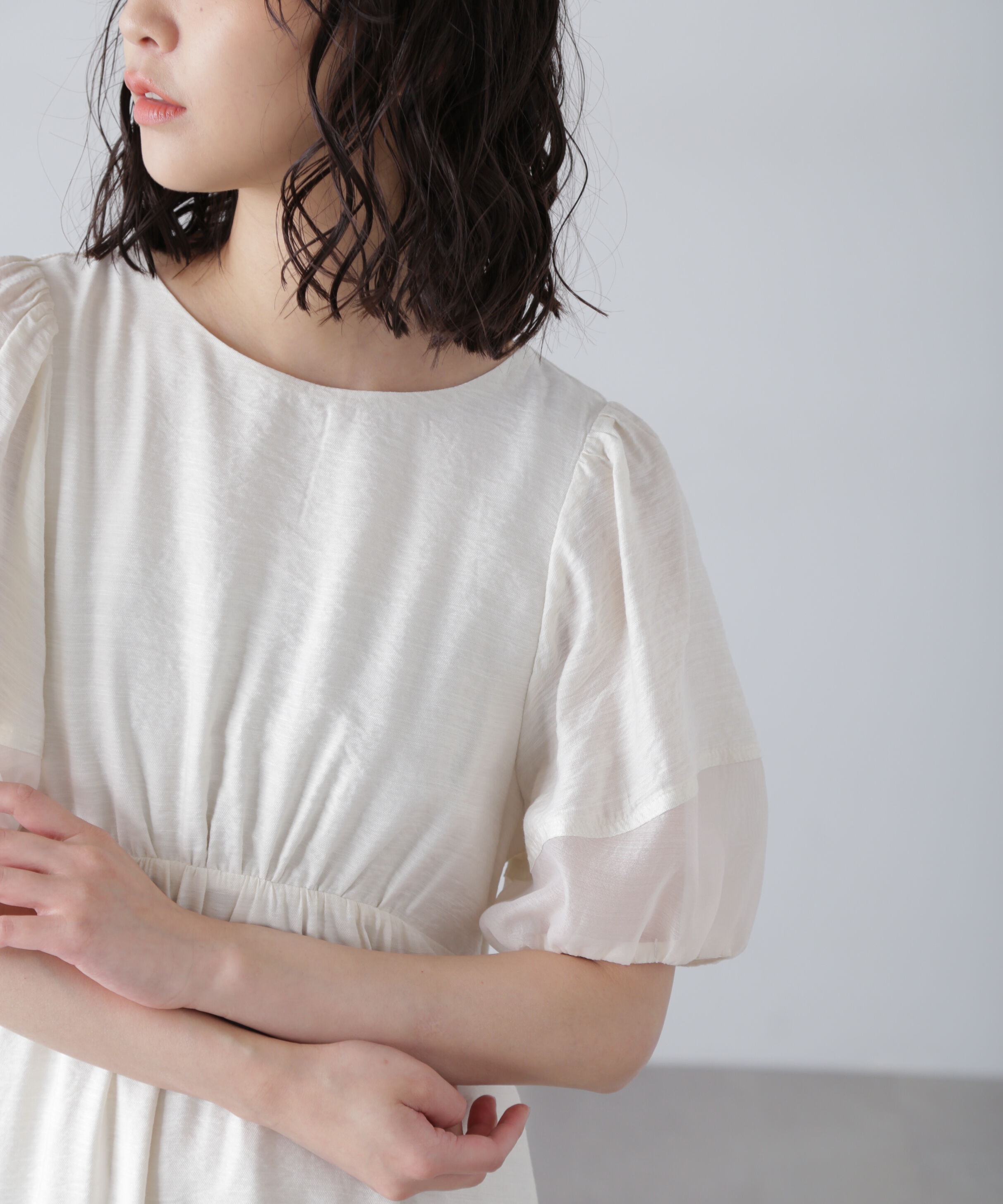  「ランタンスリーブバックリボンワンピース」|ワンピース|