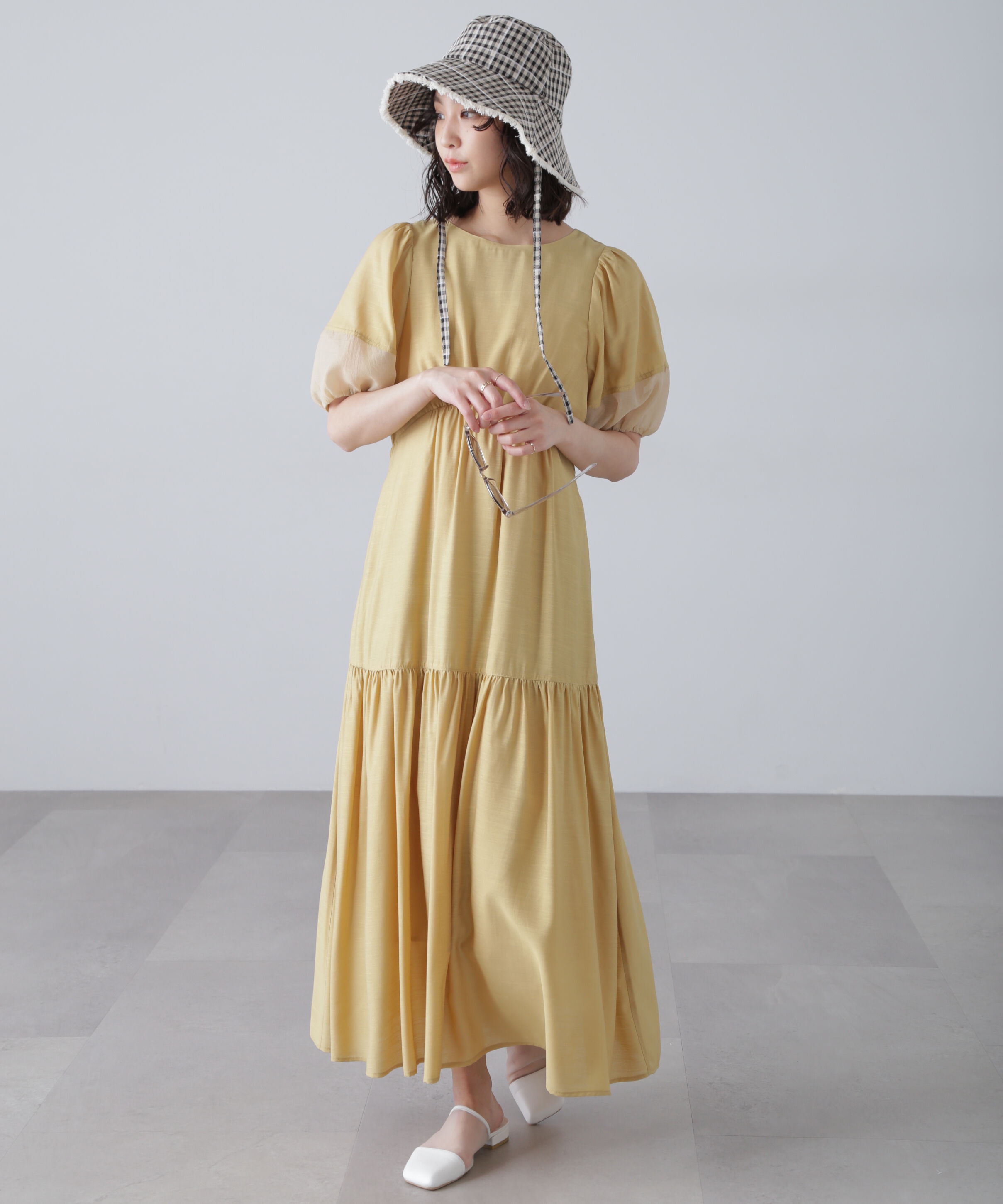  「ランタンスリーブバックリボンワンピース」|ワンピース|