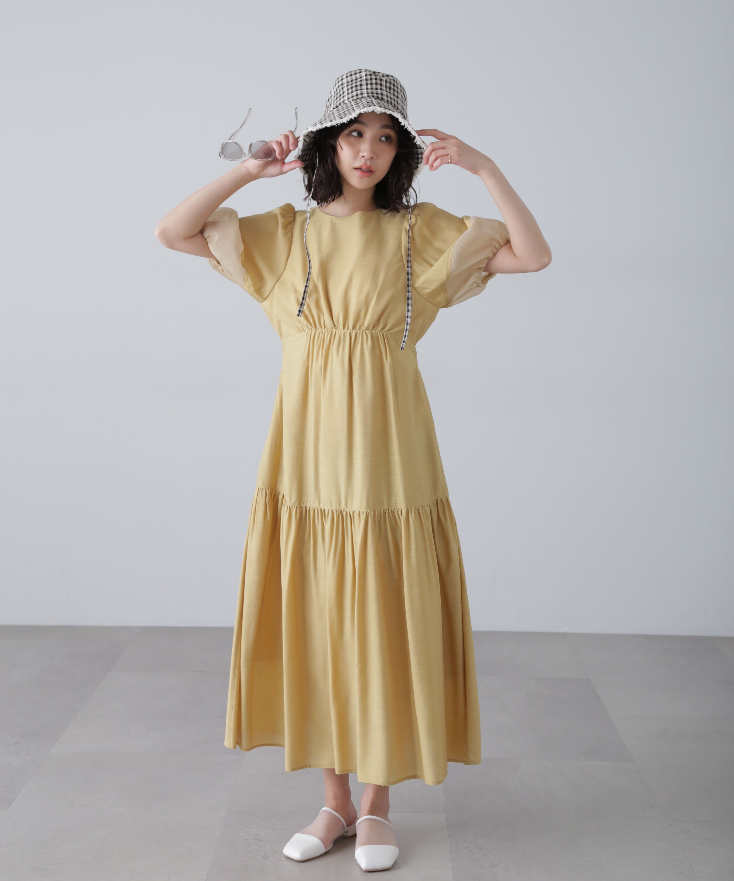  「ランタンスリーブバックリボンワンピース」|ワンピース|