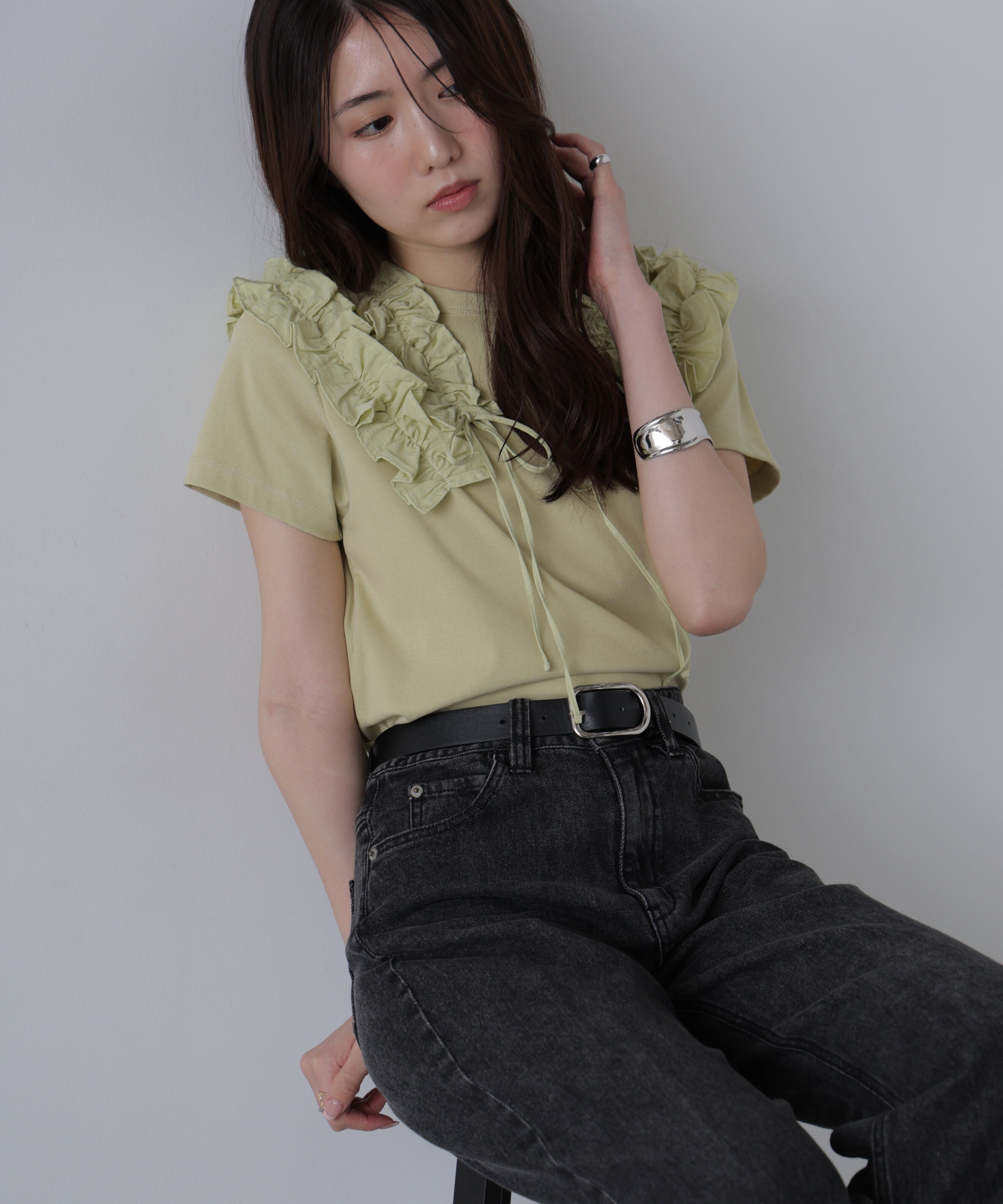  「ダブルフリルドッキングカットソー」|Tシャツ・カットソー|