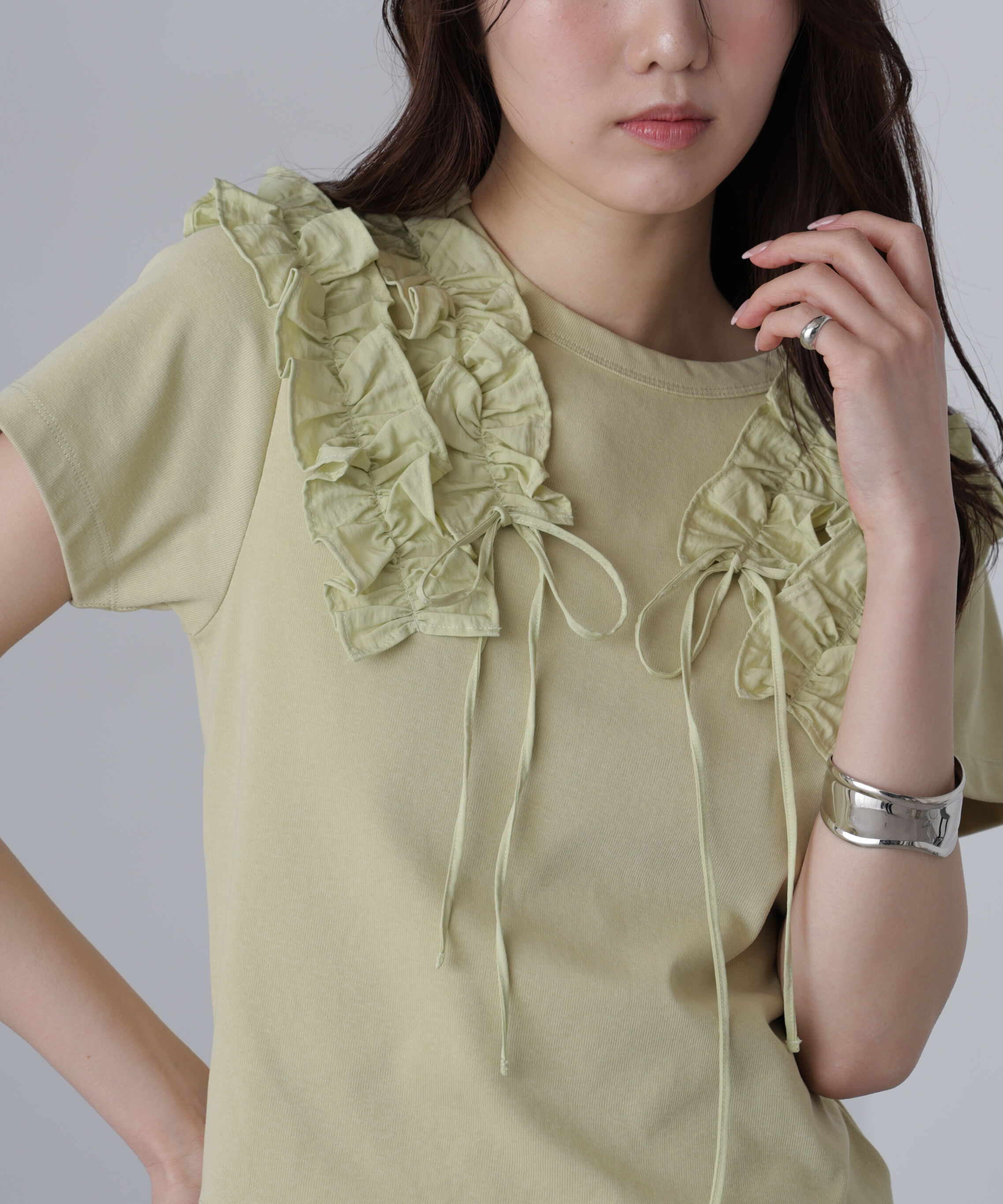  「ダブルフリルドッキングカットソー」|Tシャツ・カットソー|