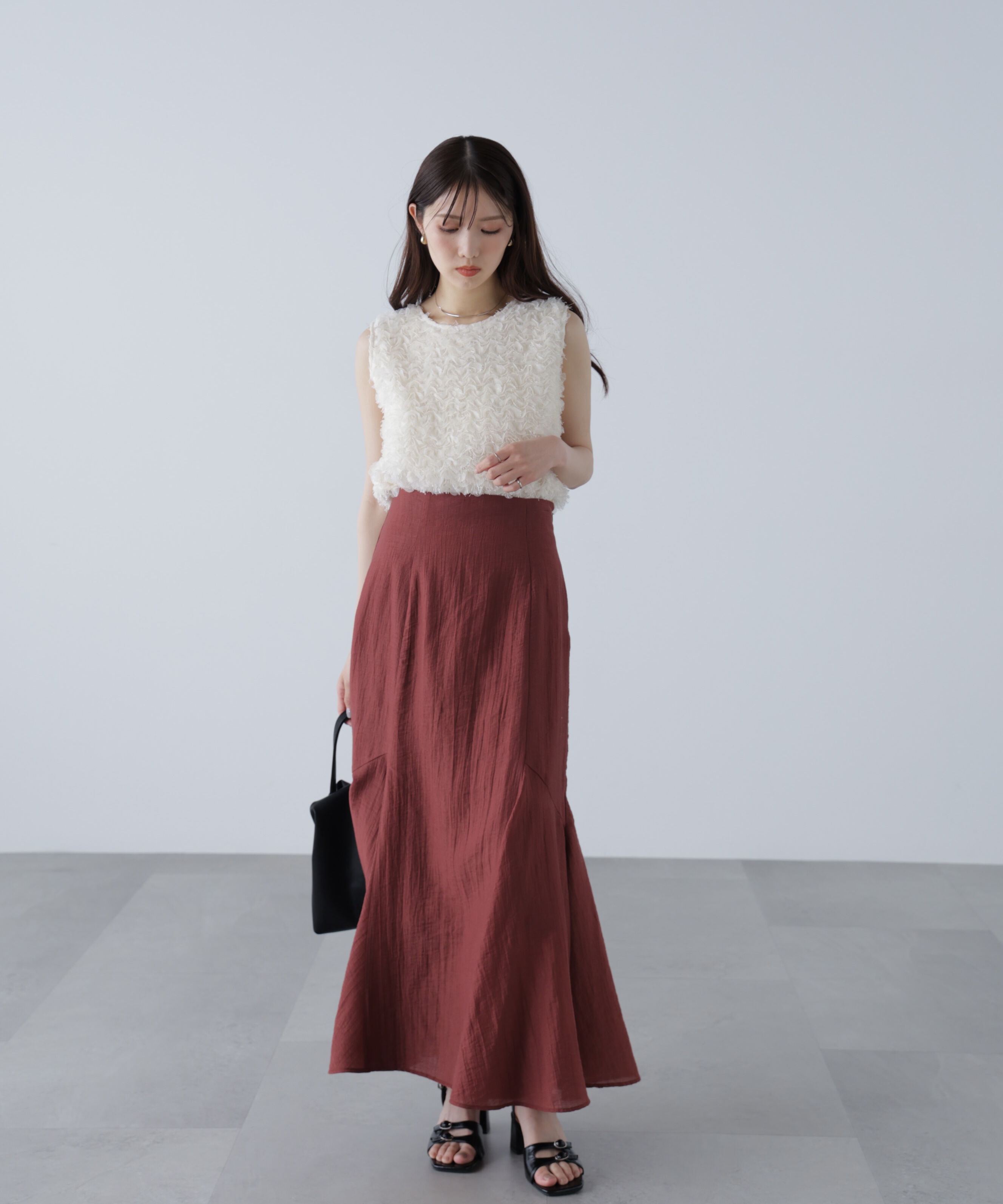  「シャギーフリルノースリーブブラウス」|シャツ・ブラウス|