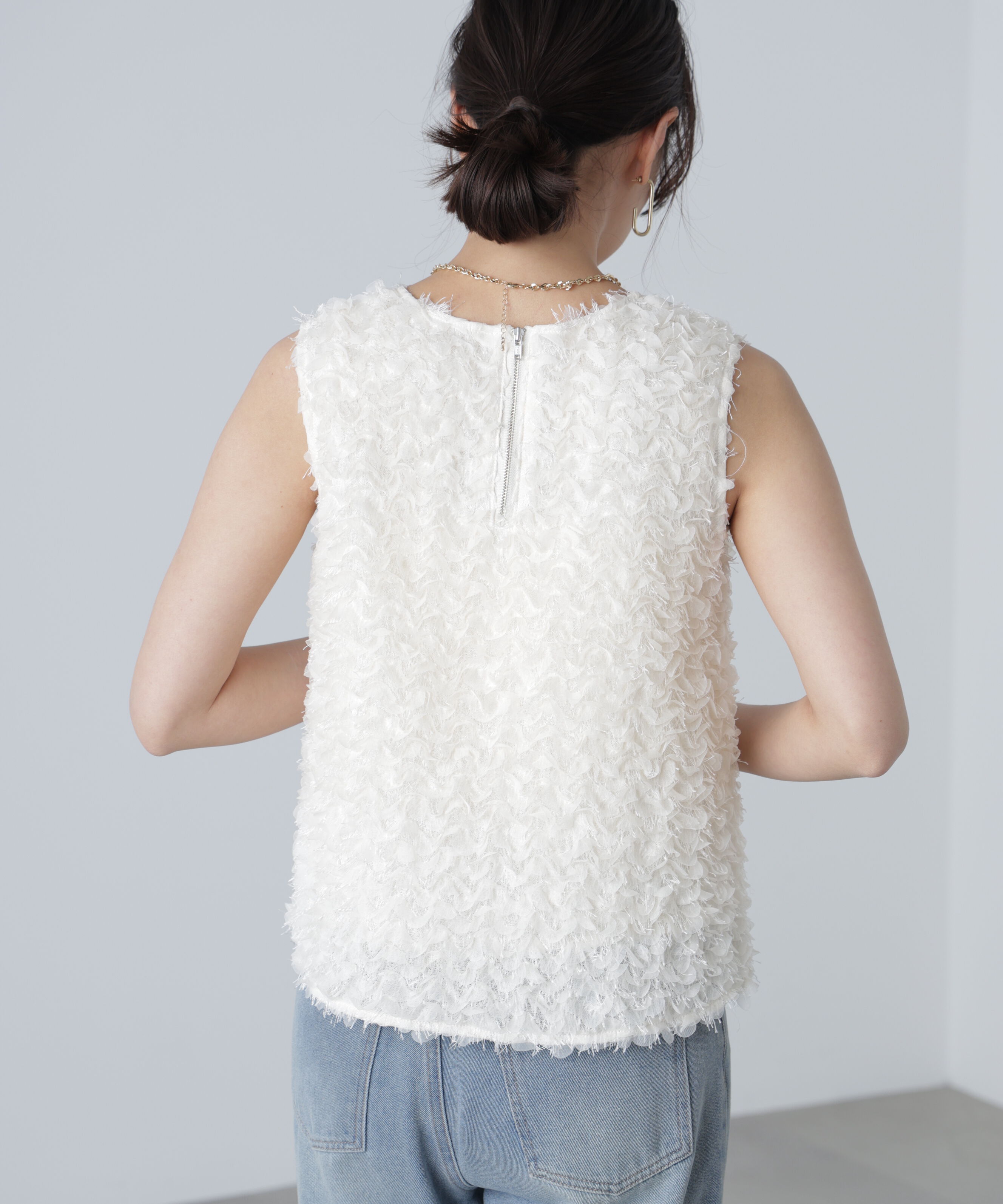  「シャギーフリルノースリーブブラウス」|シャツ・ブラウス|