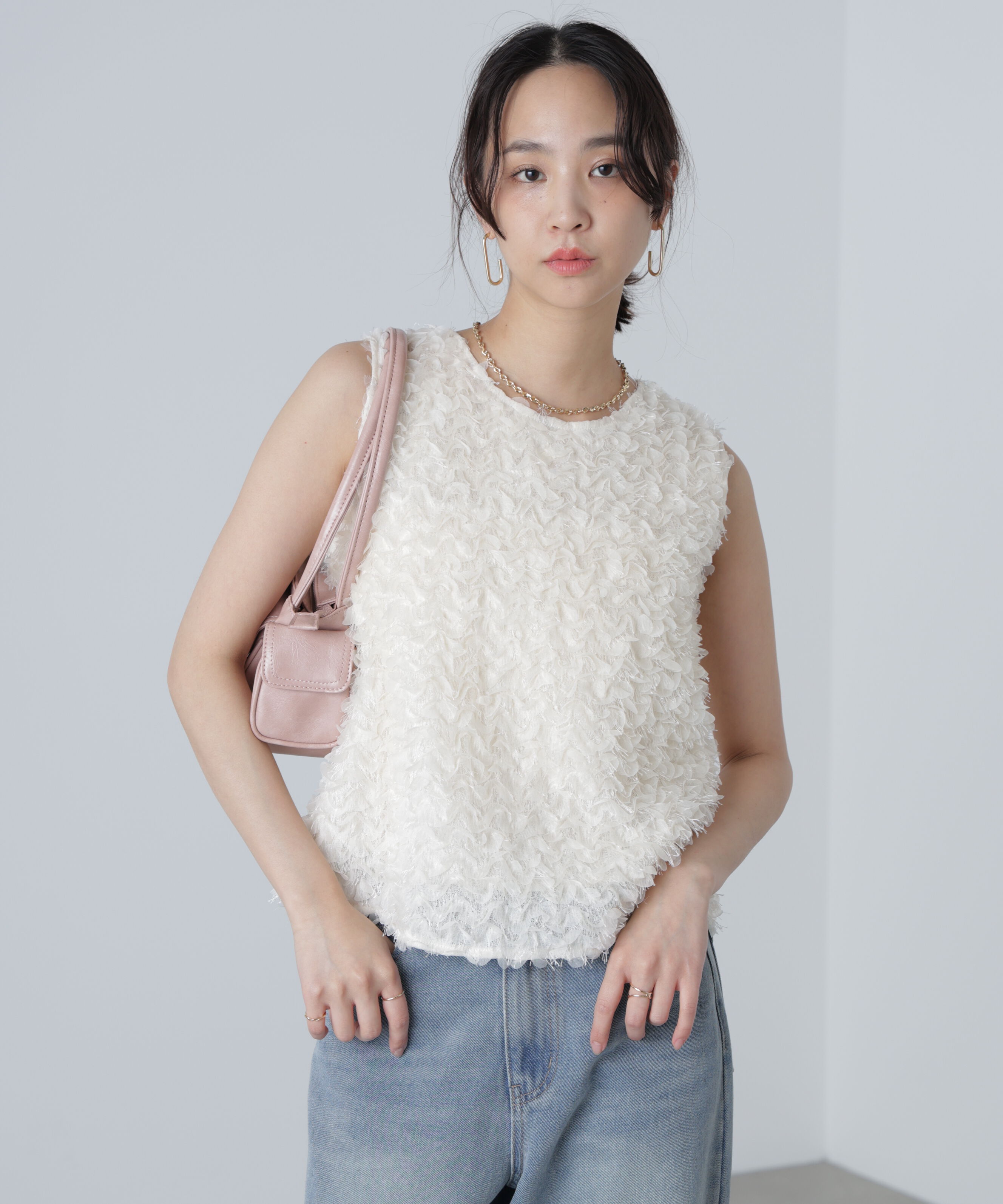  「シャギーフリルノースリーブブラウス」|シャツ・ブラウス|