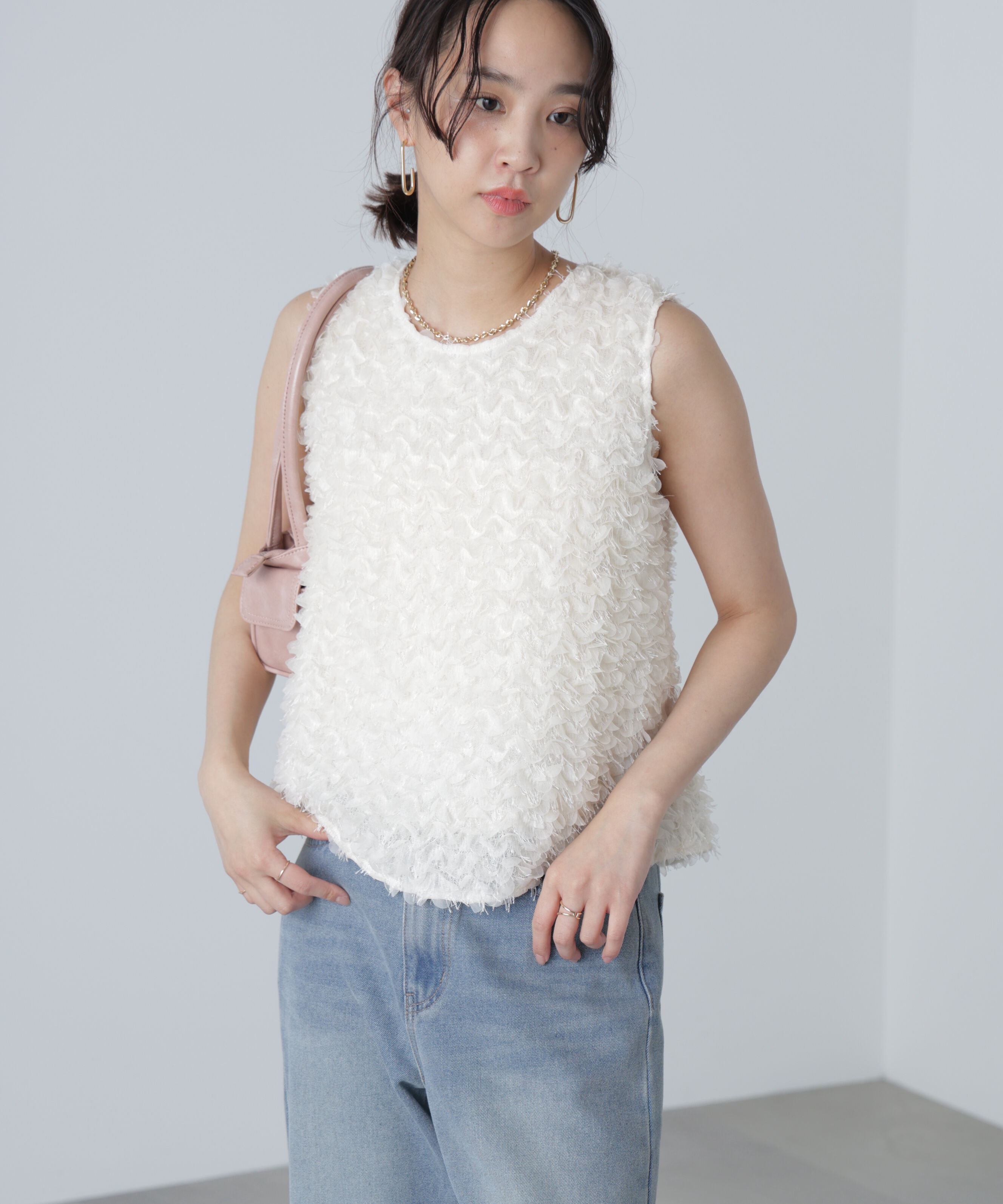  「シャギーフリルノースリーブブラウス」|シャツ・ブラウス|