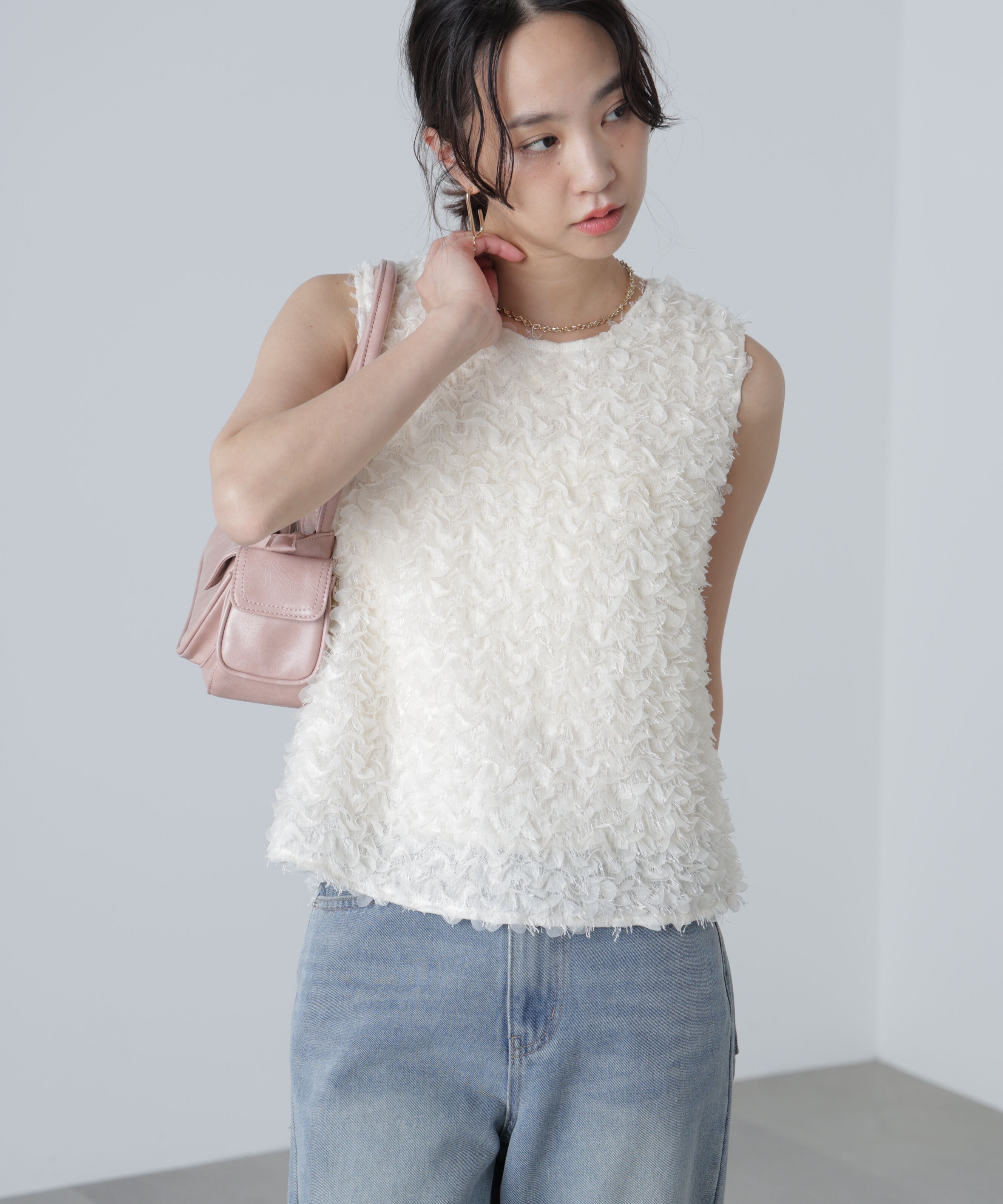  「シャギーフリルノースリーブブラウス」|シャツ・ブラウス|