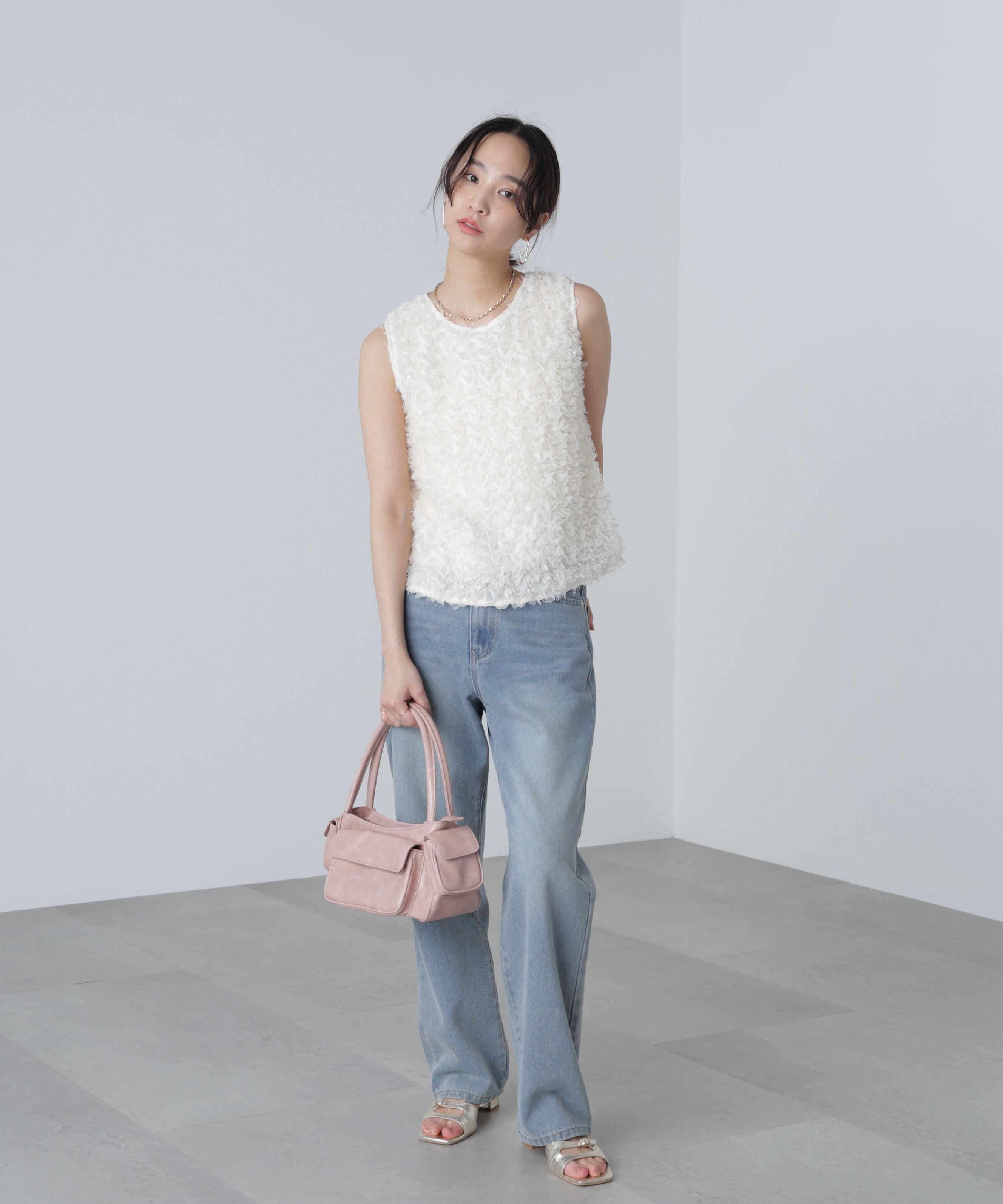  「シャギーフリルノースリーブブラウス」|シャツ・ブラウス|