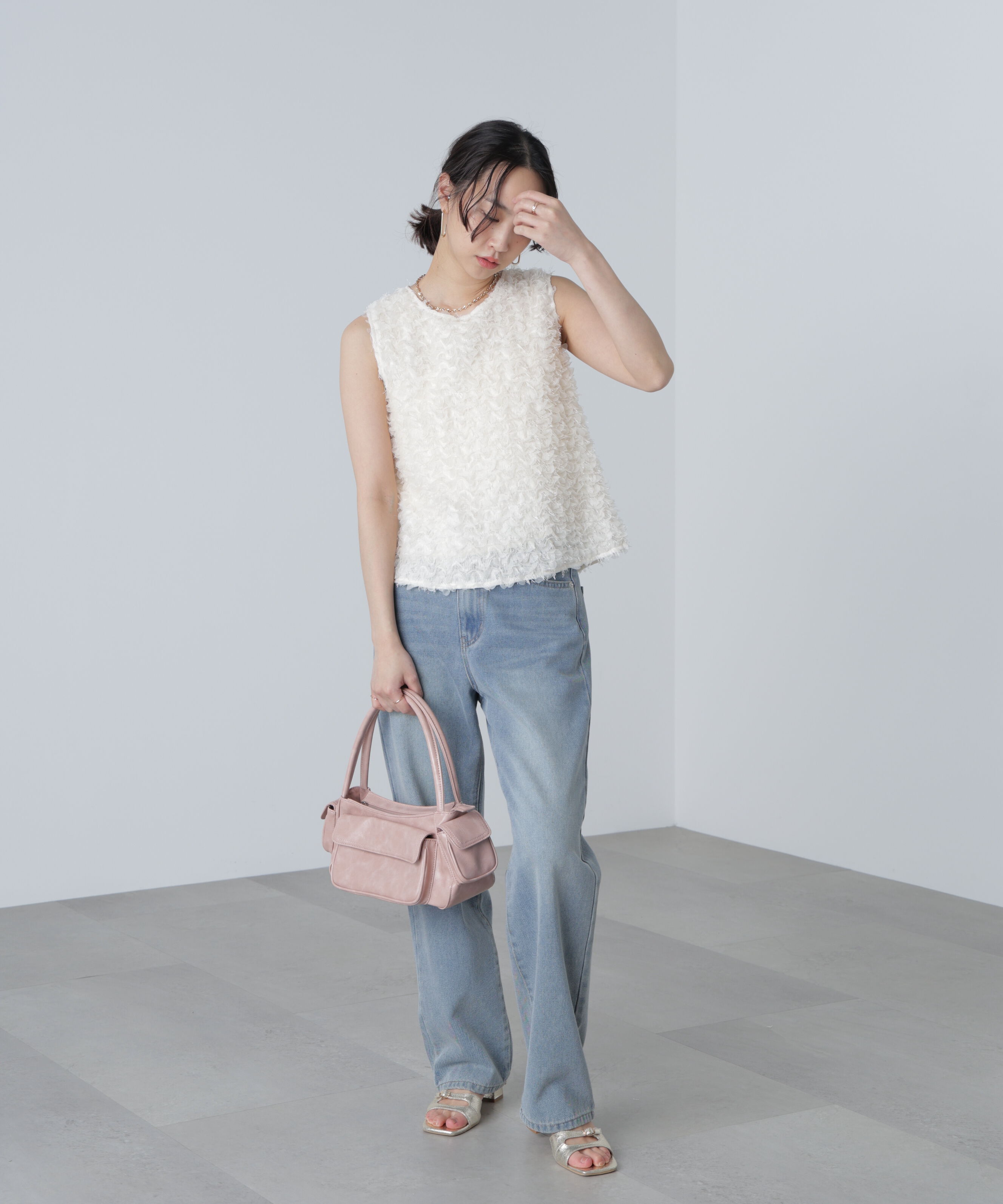  「シャギーフリルノースリーブブラウス」|シャツ・ブラウス|