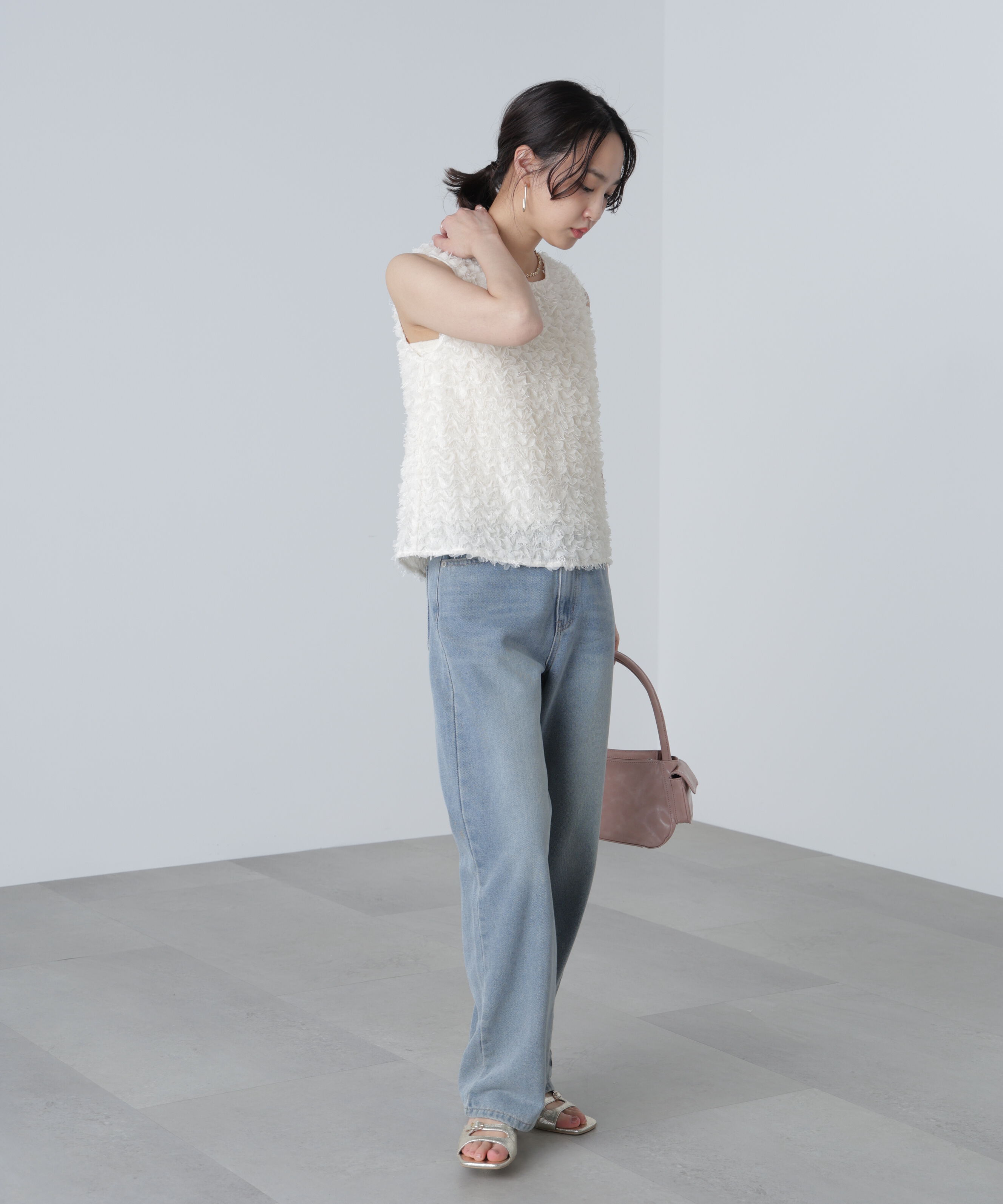  「シャギーフリルノースリーブブラウス」|シャツ・ブラウス|