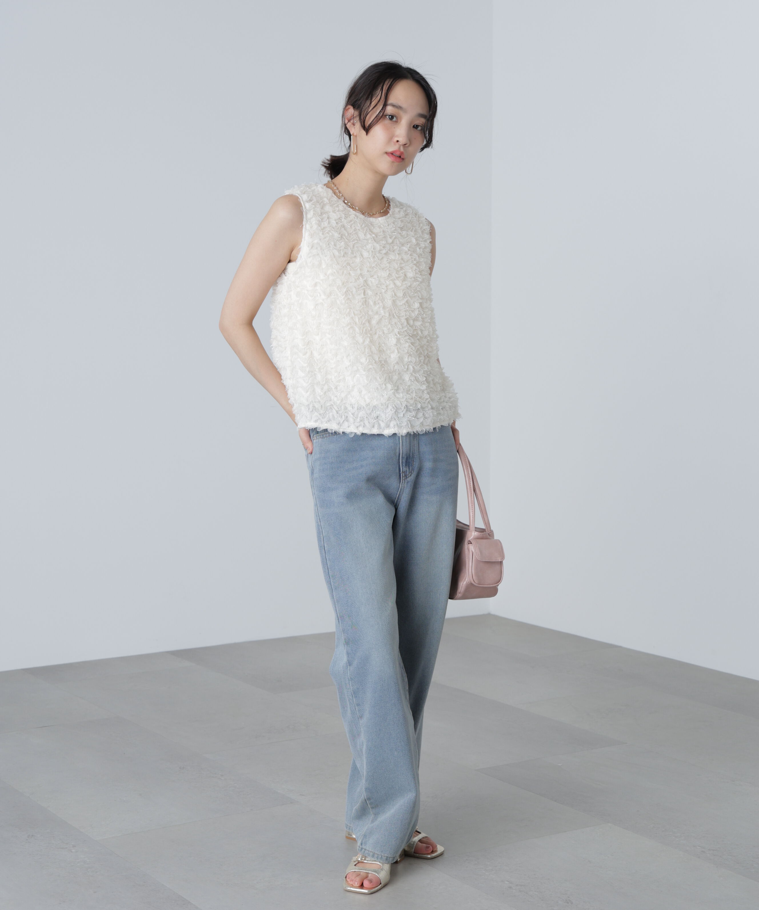  「シャギーフリルノースリーブブラウス」|シャツ・ブラウス|