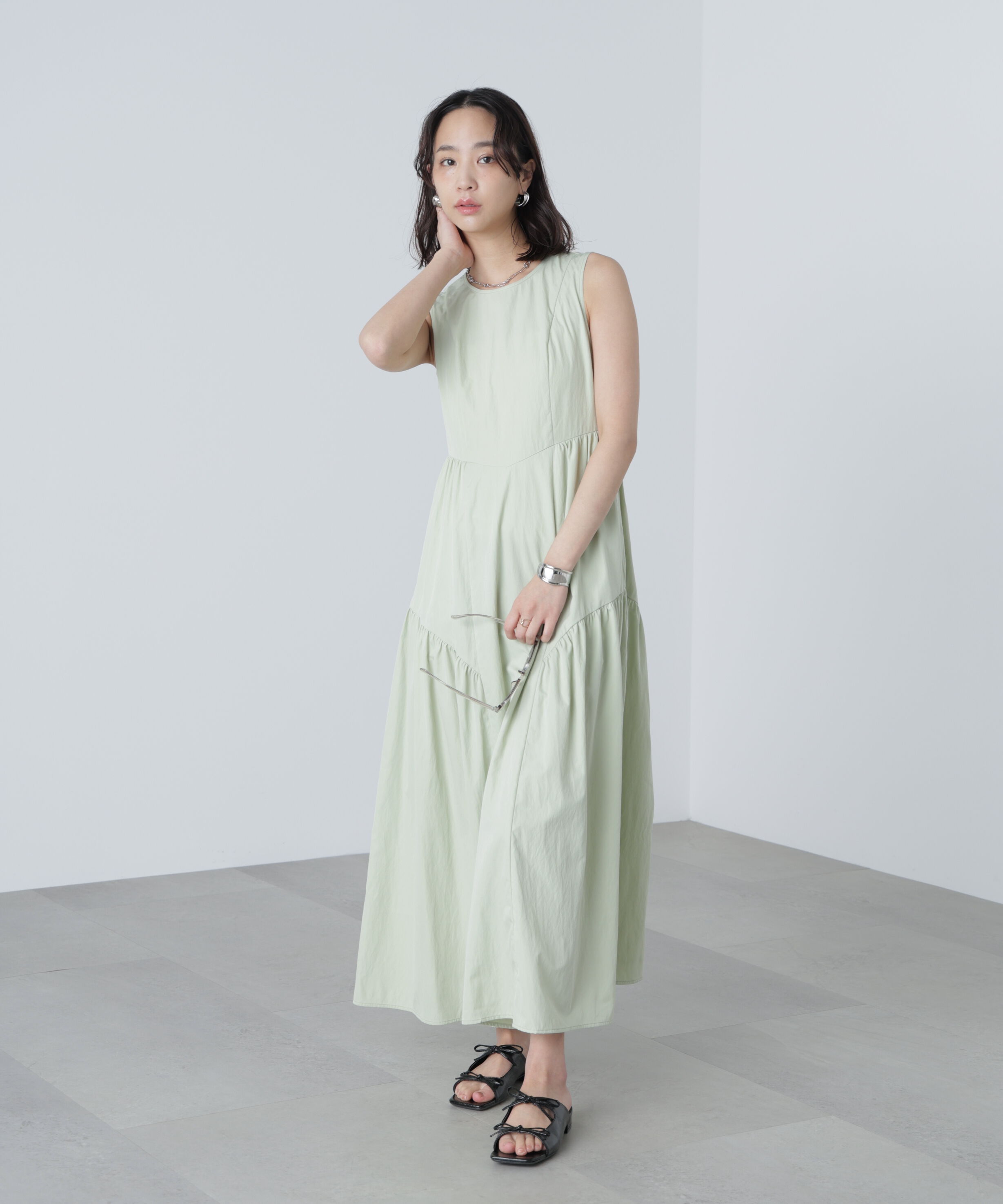  「タイプライターギャザーマキシワンピース」|ワンピース|