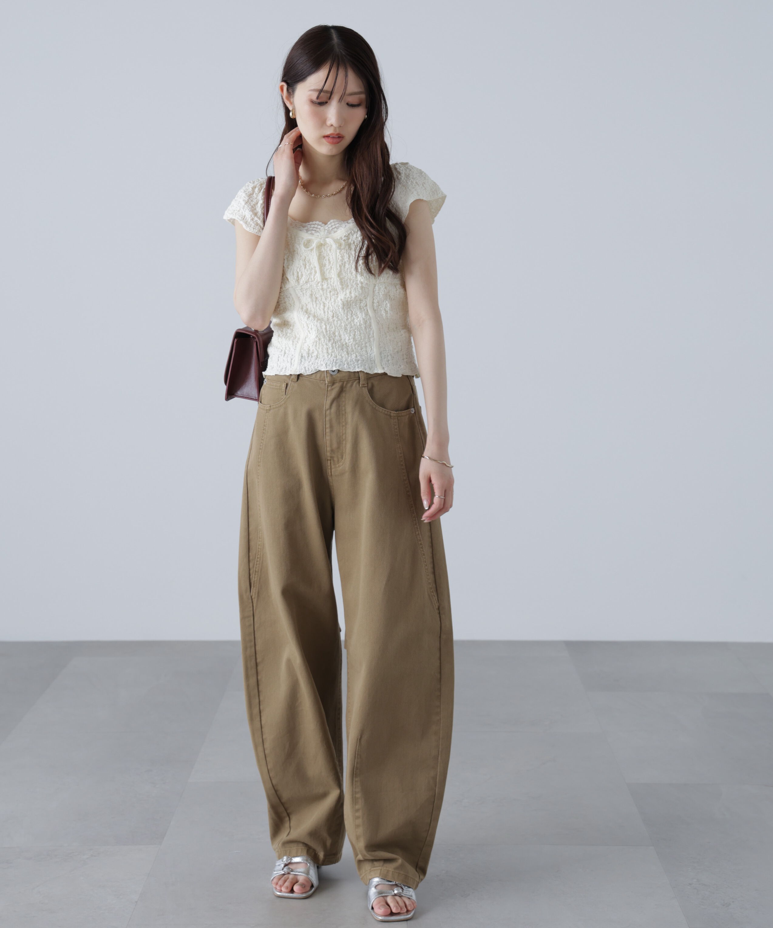  「レーストリムカットジャガードカットソー」|Tシャツ・カットソー|