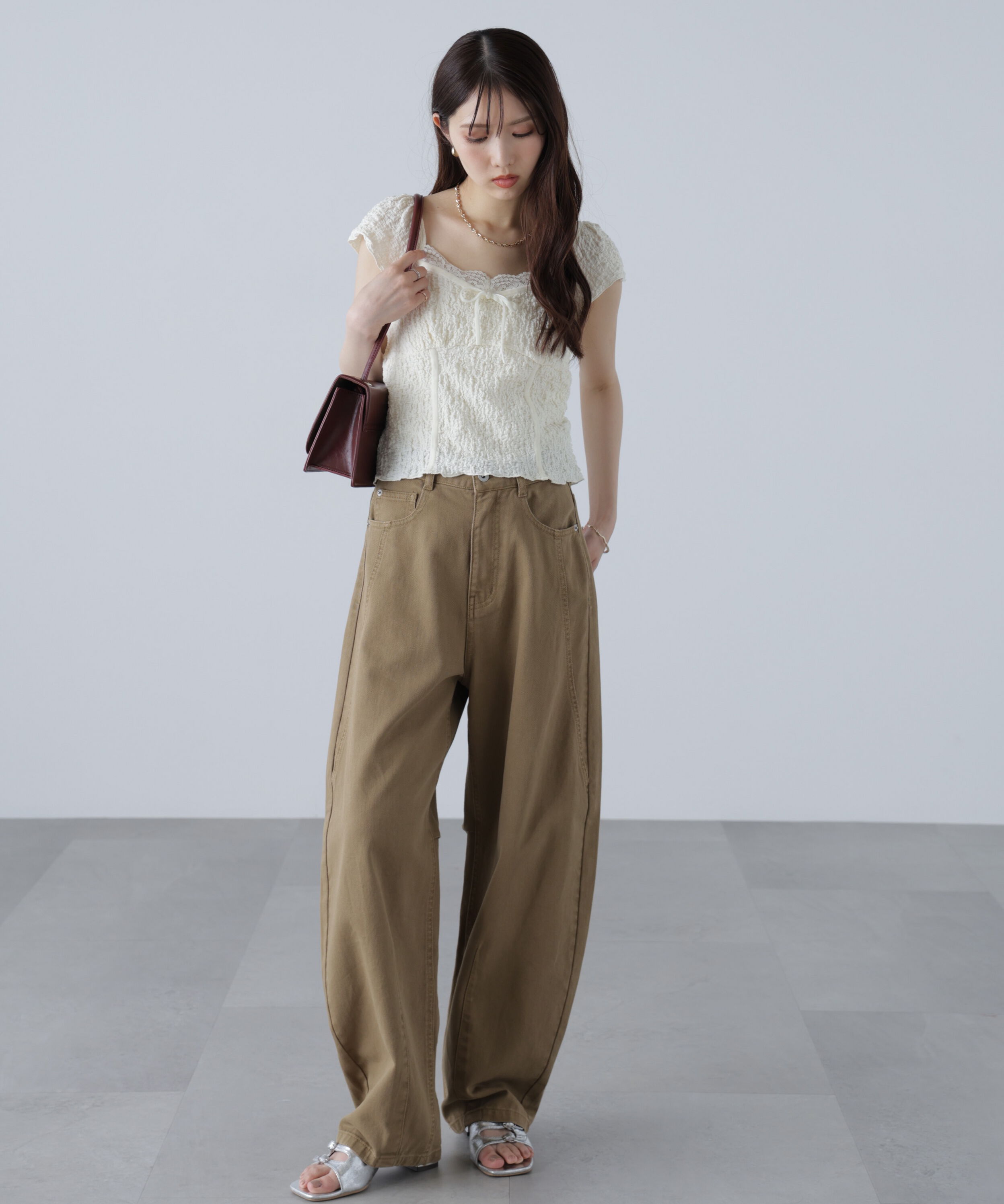  「レーストリムカットジャガードカットソー」|Tシャツ・カットソー|