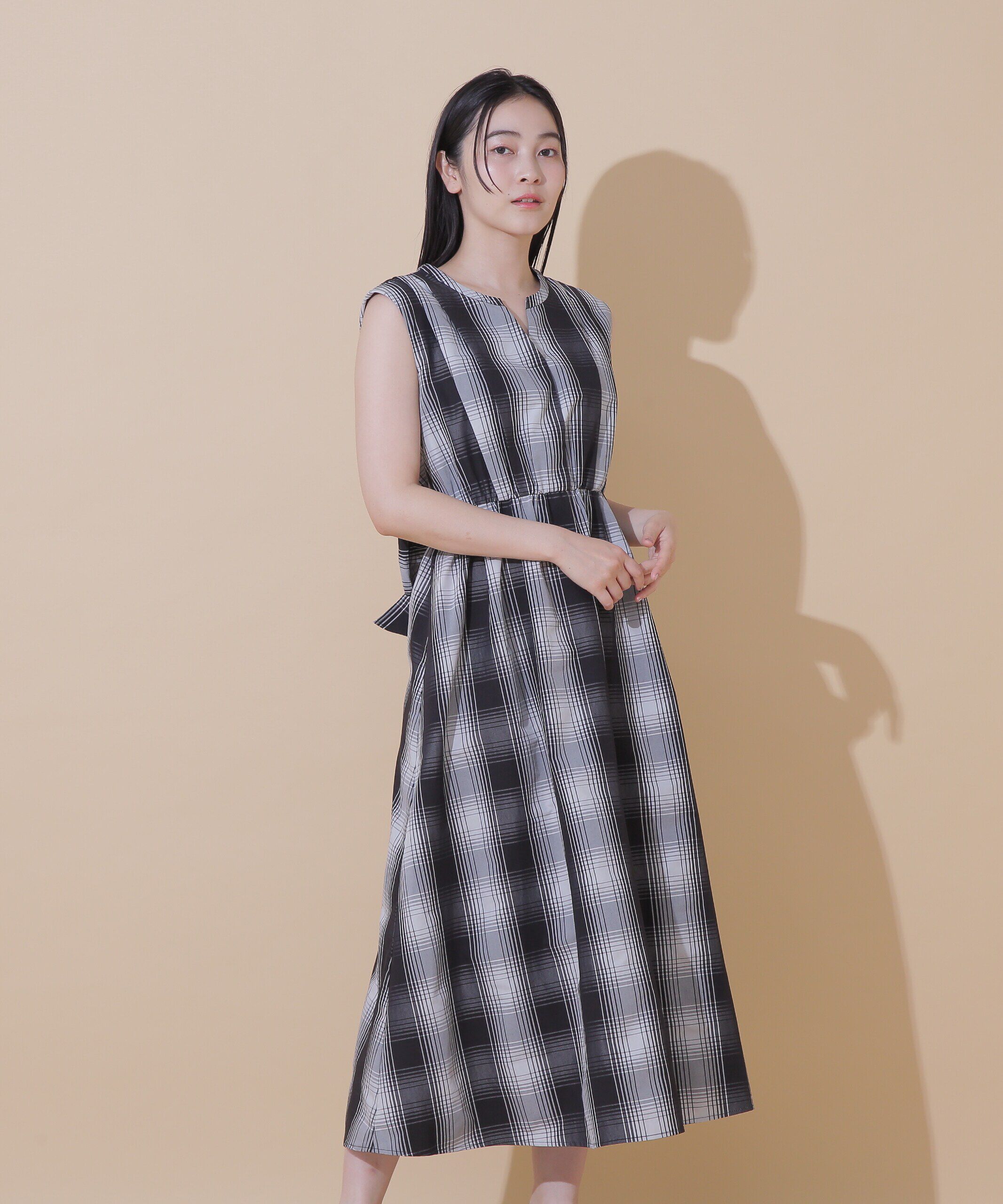  「◆モノトーンBIGチェックワンピース」|ワンピース|