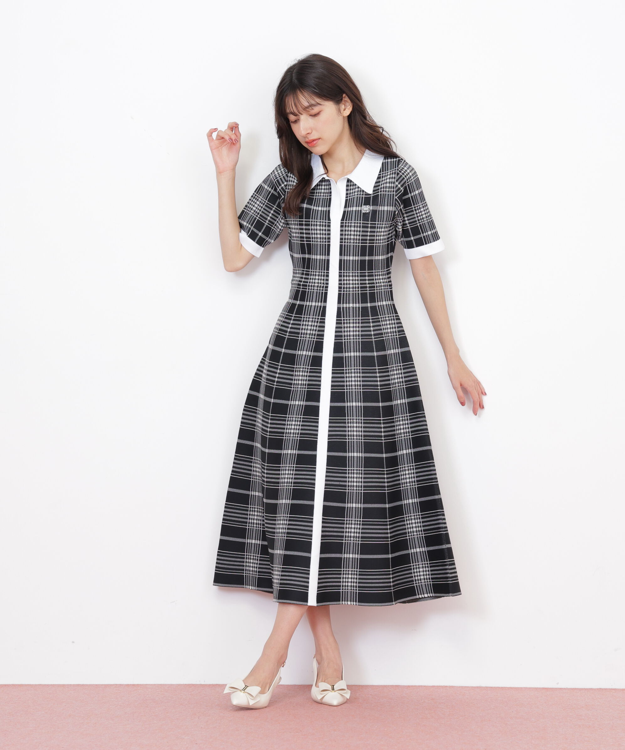  「ビッグチェックニットワンピース」|ワンピース|