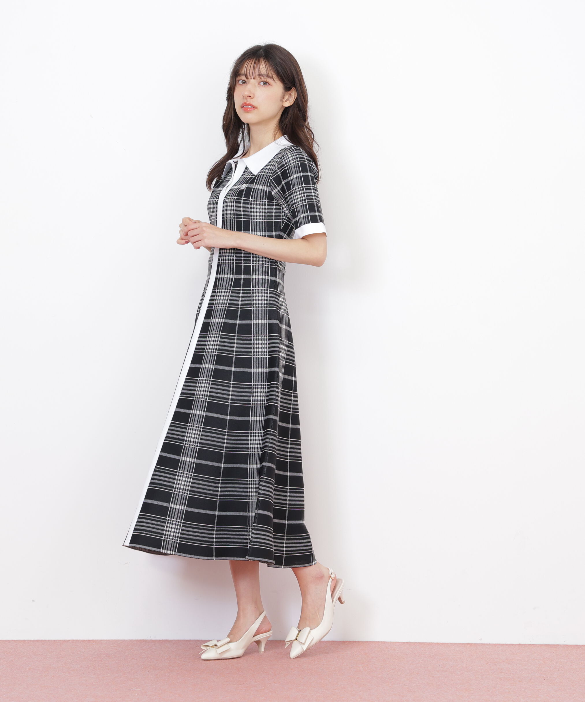  「ビッグチェックニットワンピース」|ワンピース|