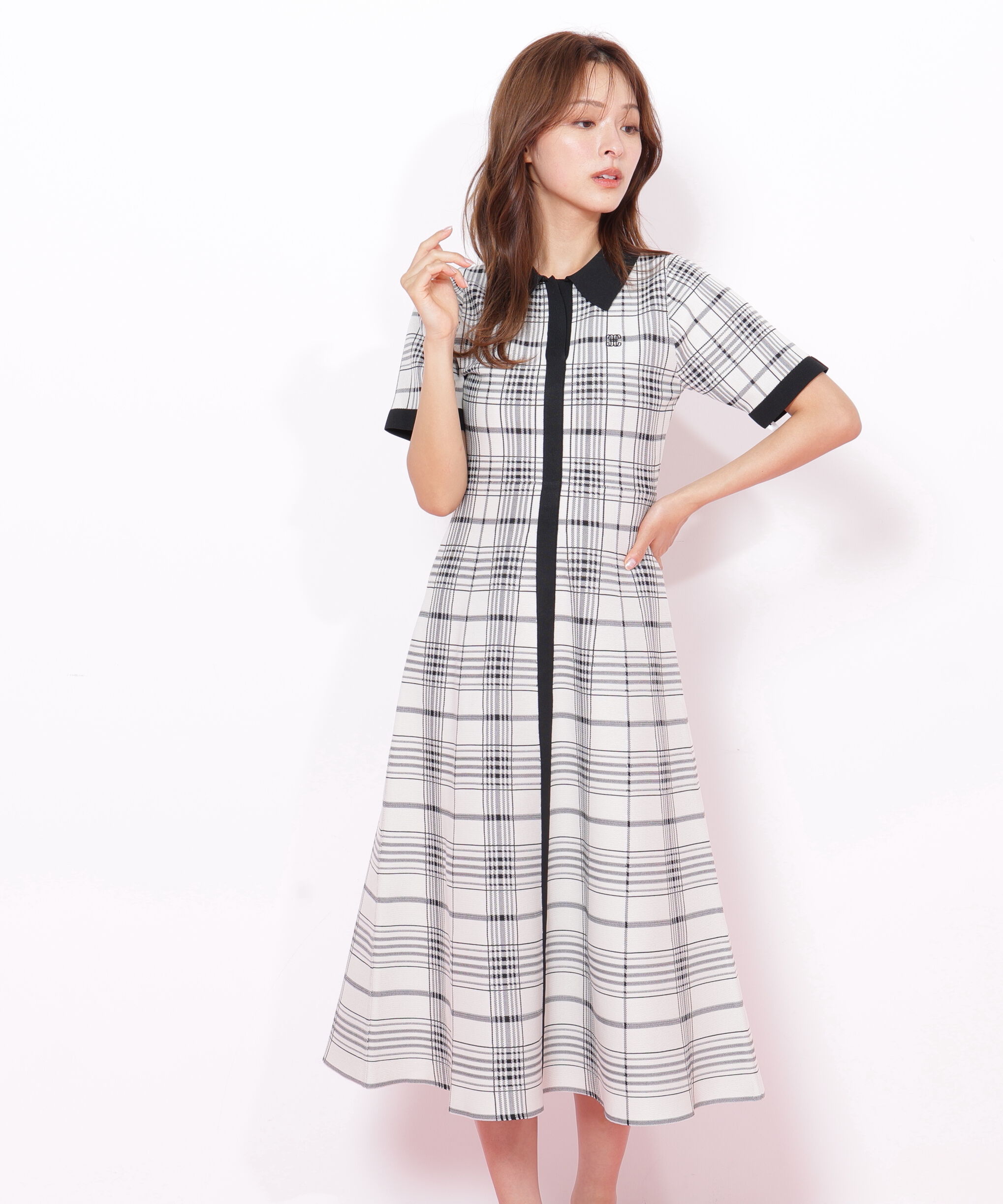  「ビッグチェックニットワンピース」|ワンピース|