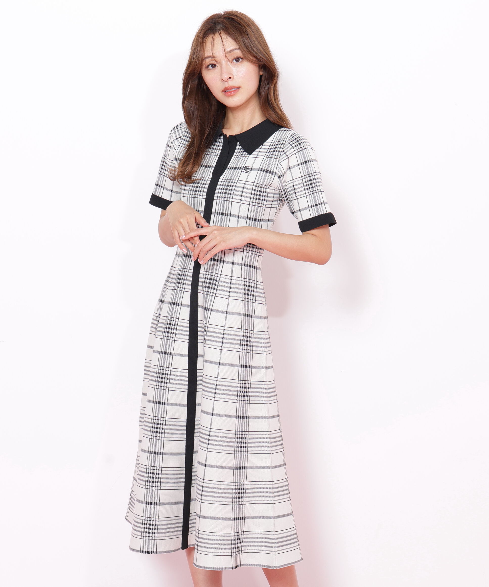  「ビッグチェックニットワンピース」|ワンピース|