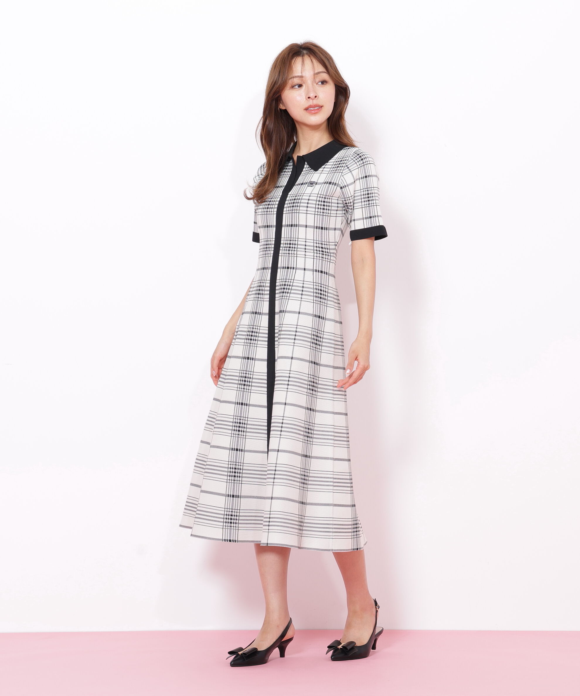  「ビッグチェックニットワンピース」|ワンピース|
