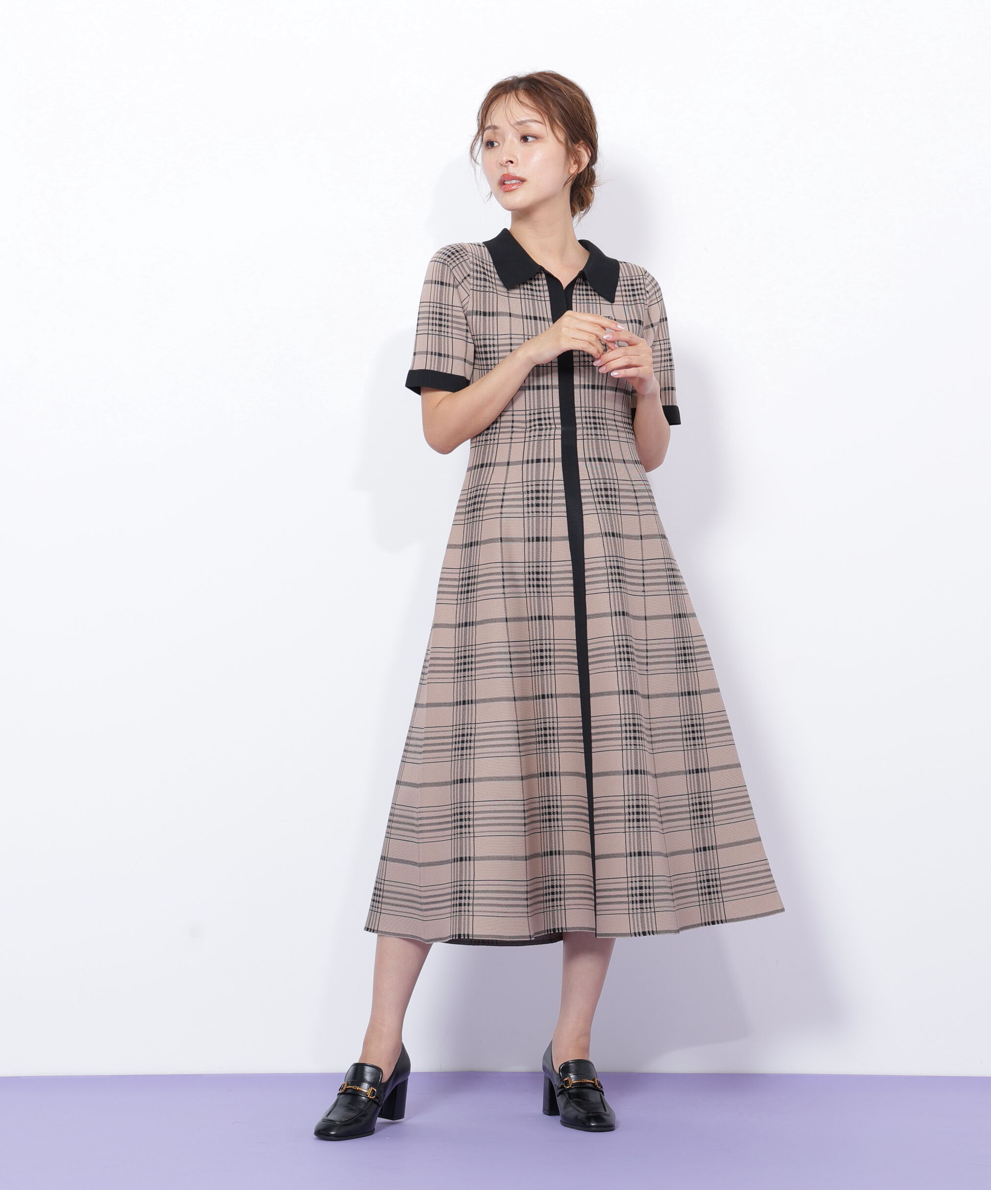  「ビッグチェックニットワンピース」|ワンピース|
