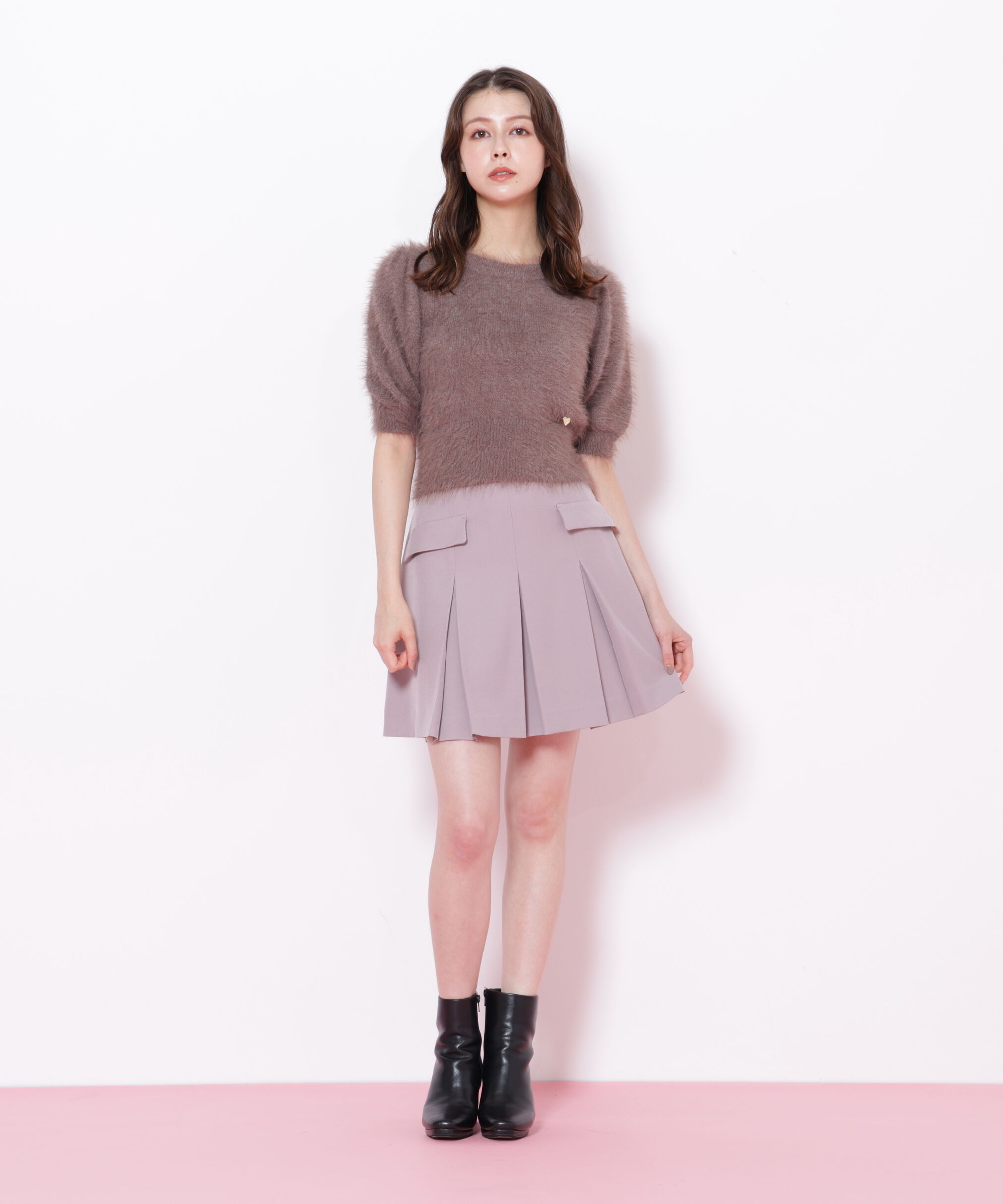  「ハートプレート付きフェザーニット」|ニット・セーター|