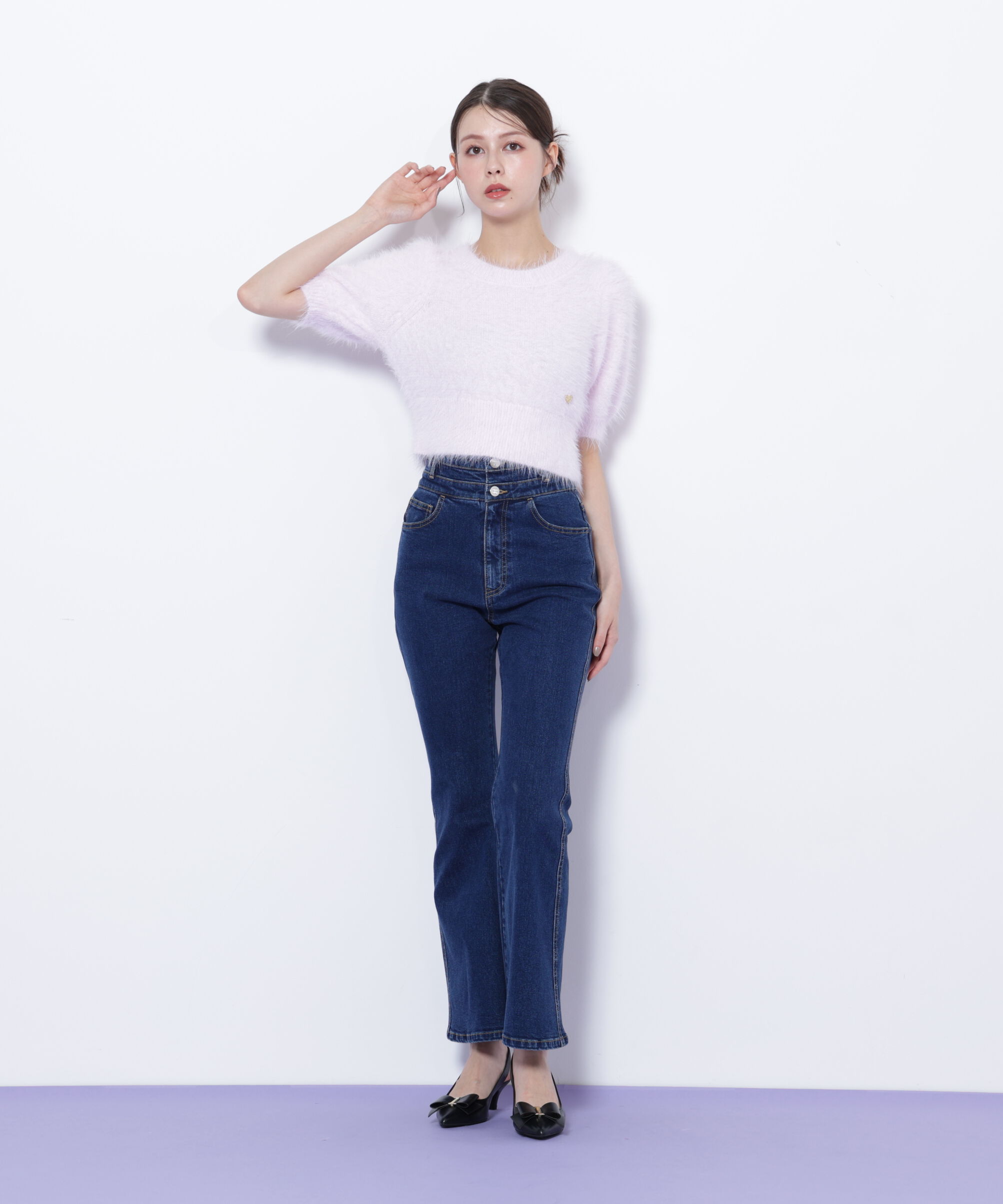  「ハートプレート付きフェザーニット」|ニット・セーター|