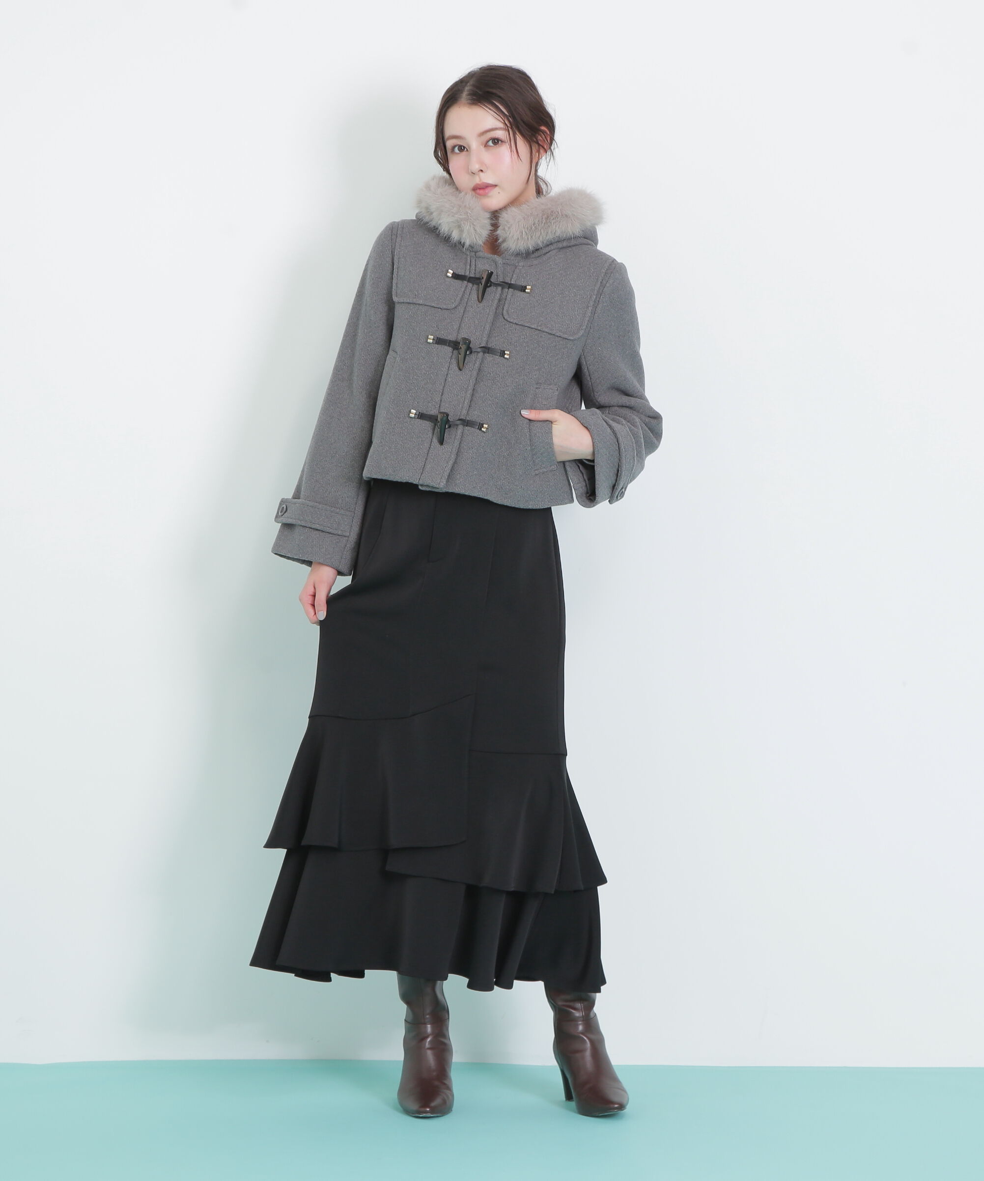  「フェイクファー付ショートダッフルコート」|その他|