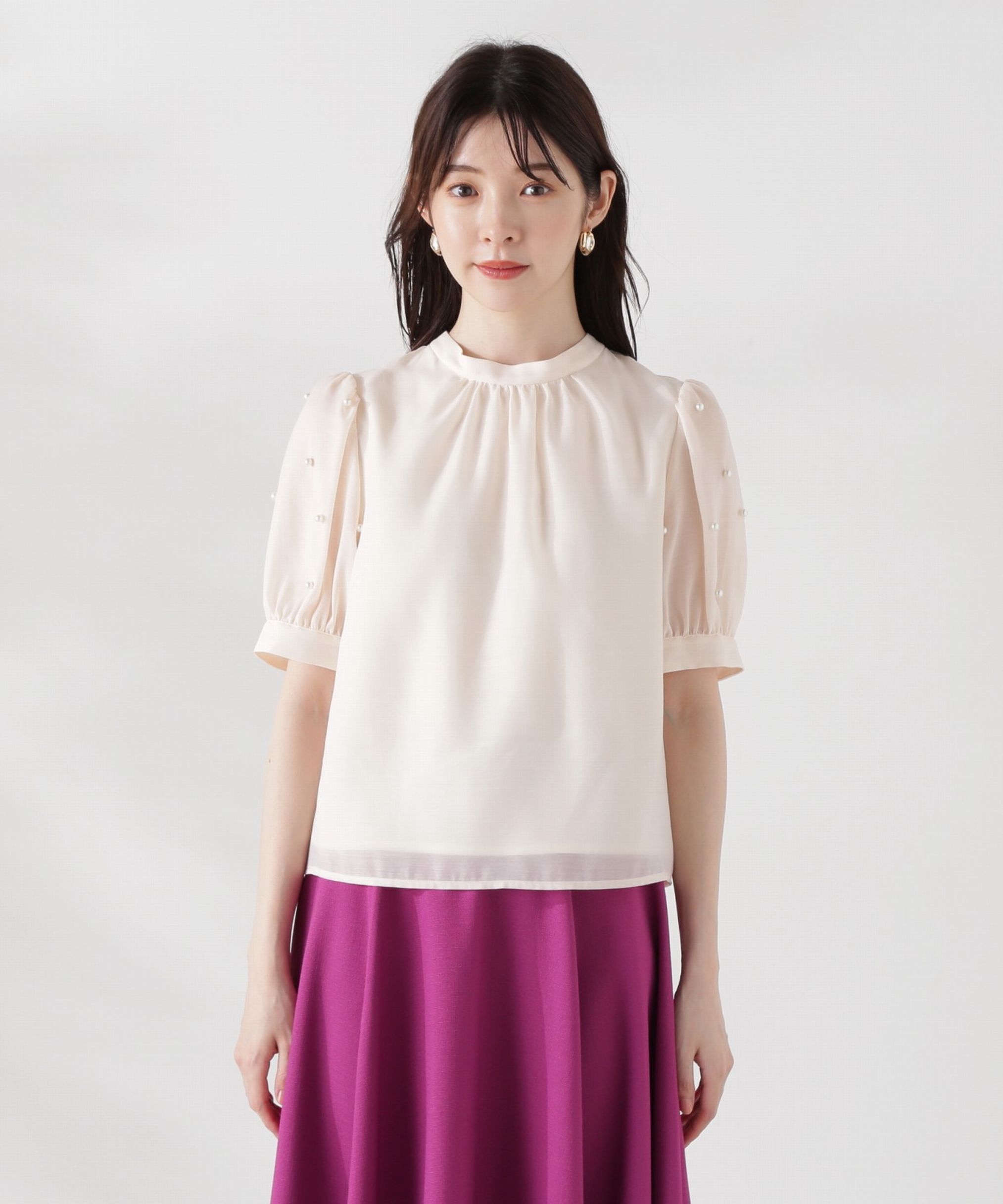 PROPORTION BODY DRESSING「袖パール付きブラウス24AW」|シャツ・ブラウス|