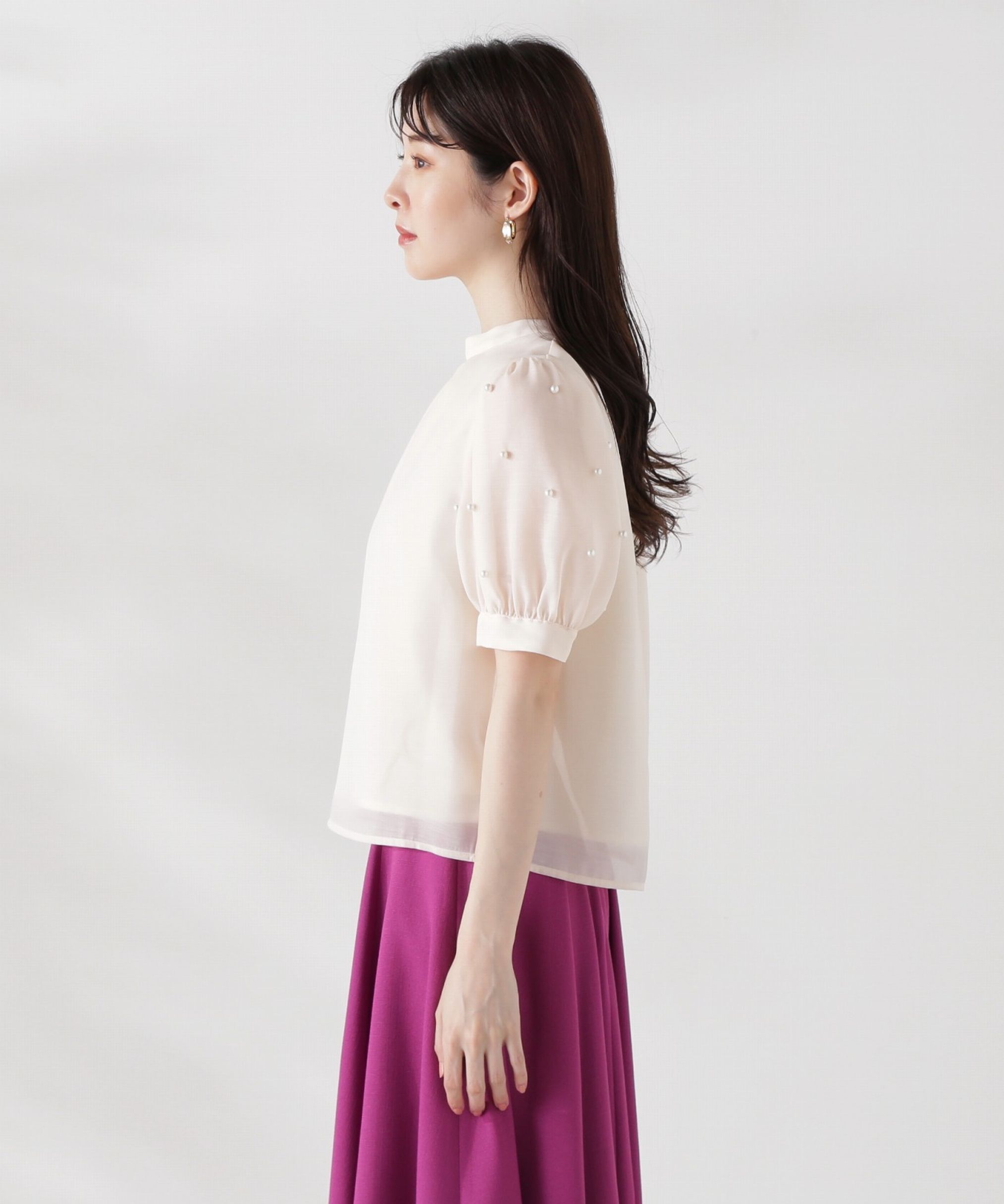 PROPORTION BODY DRESSING「袖パール付きブラウス24AW」|シャツ・ブラウス|