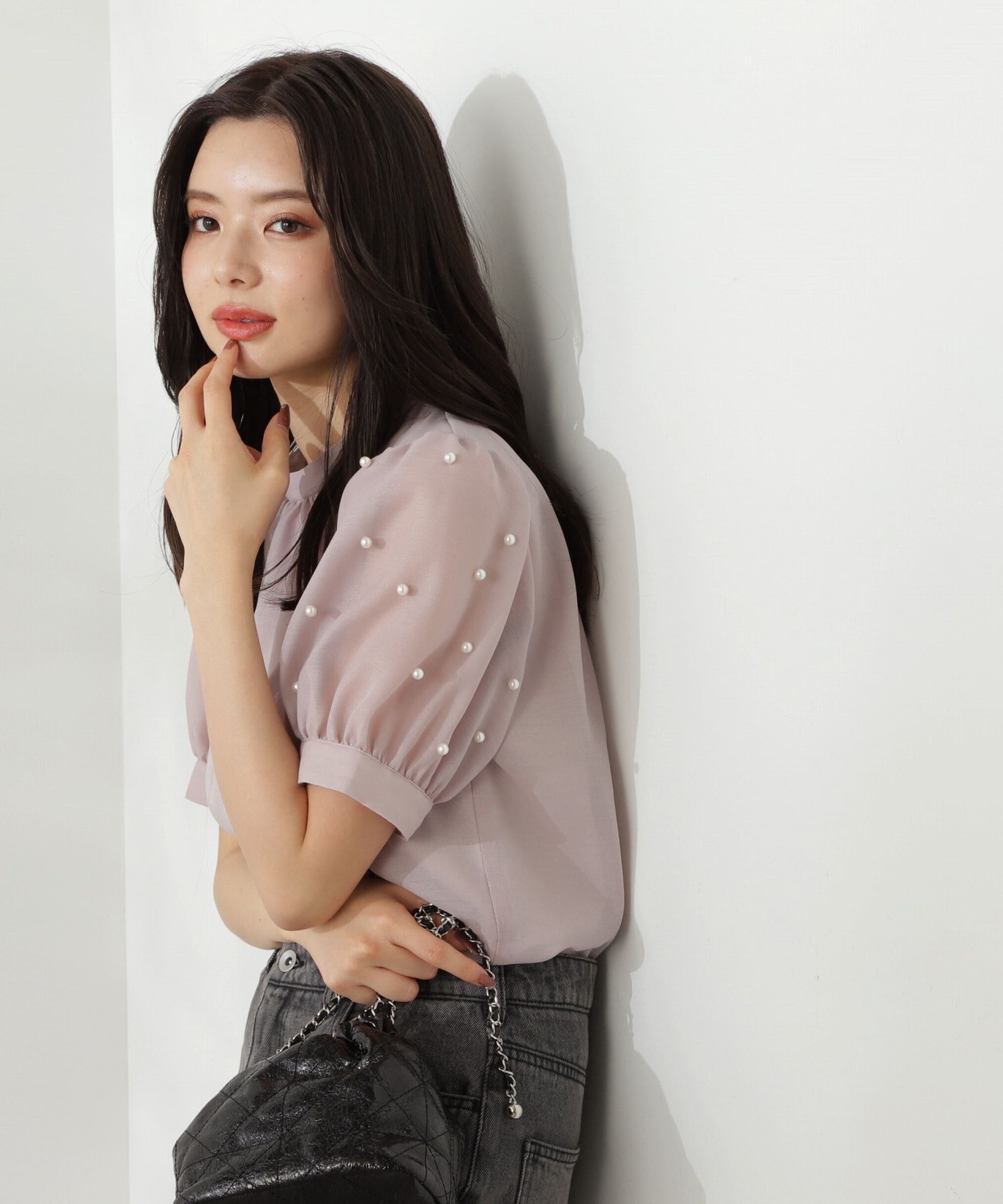 PROPORTION BODY DRESSING「袖パール付きブラウス24AW」|シャツ・ブラウス|