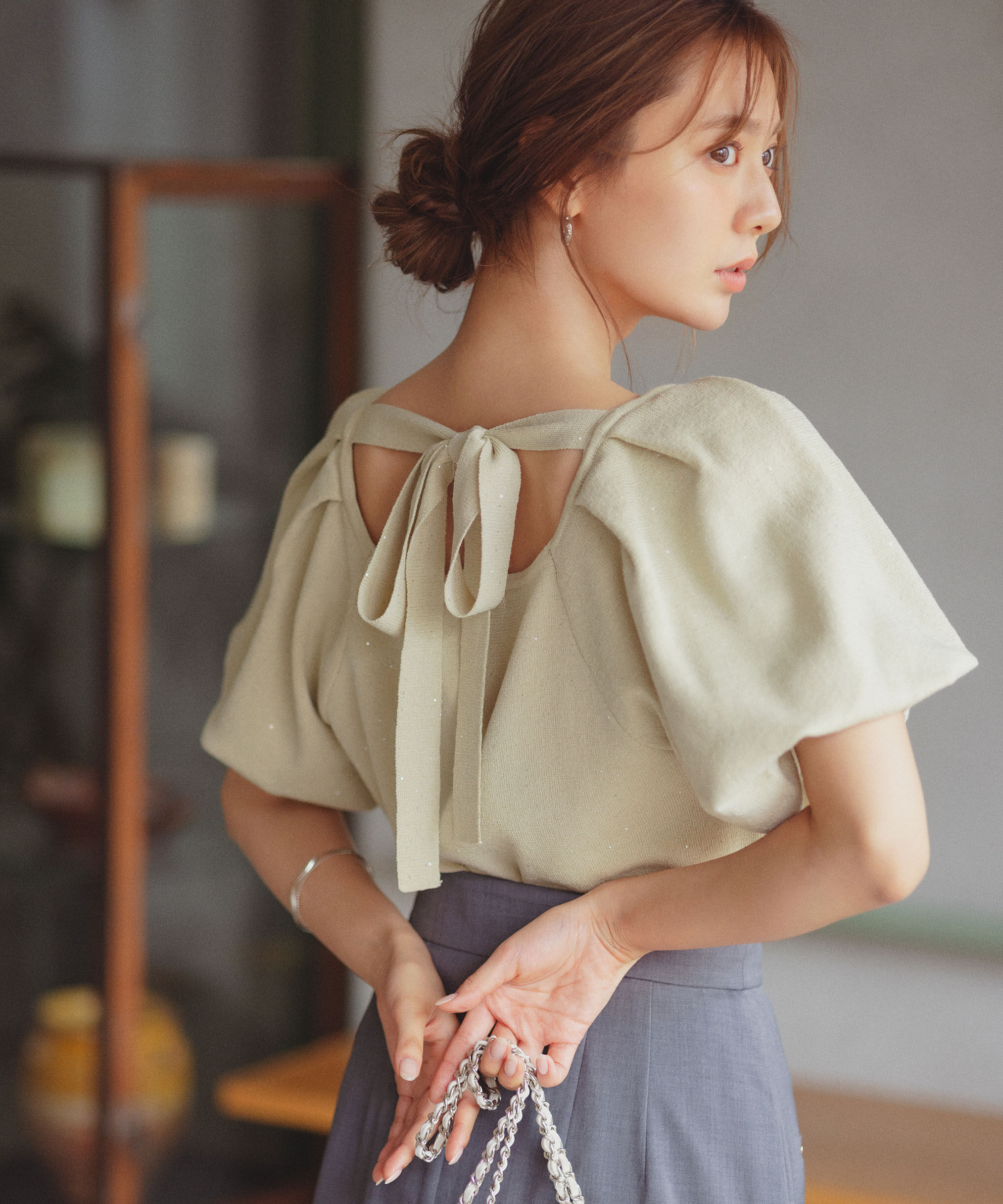 PROPORTION BODY DRESSING「バックリボンスパンコールニット」|ニット・セーター|ピスタチオ