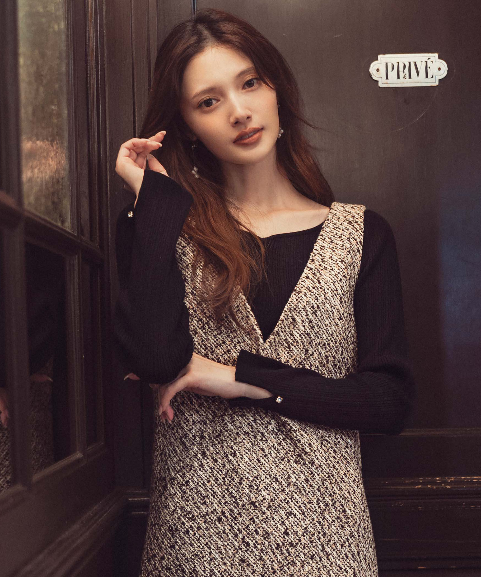 PROPORTION BODY DRESSING「ハートネックリブニット  25AW」|ニット・セーター|ブラック