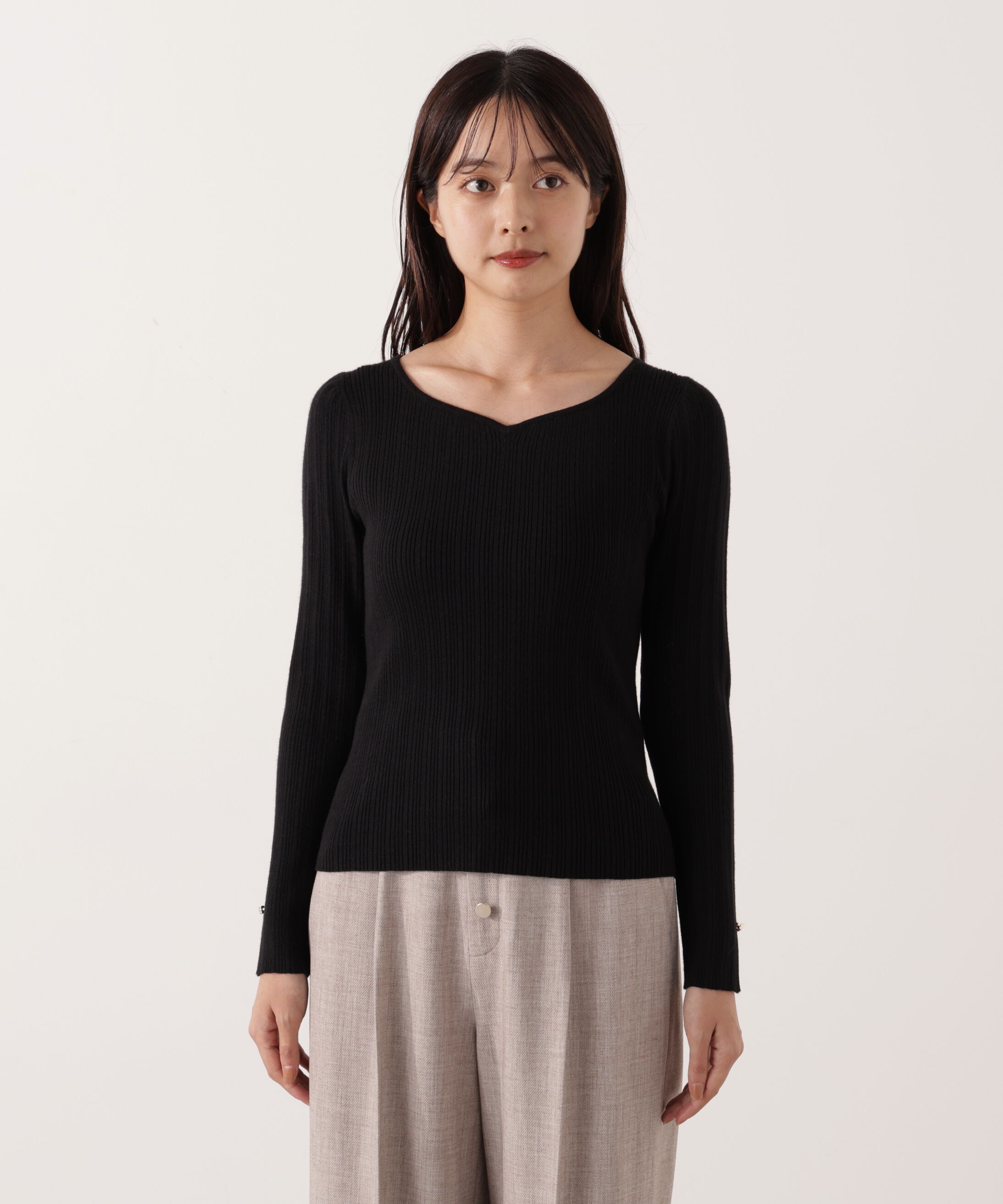 PROPORTION BODY DRESSING「ハートネックリブニット  25AW」|ニット・セーター|