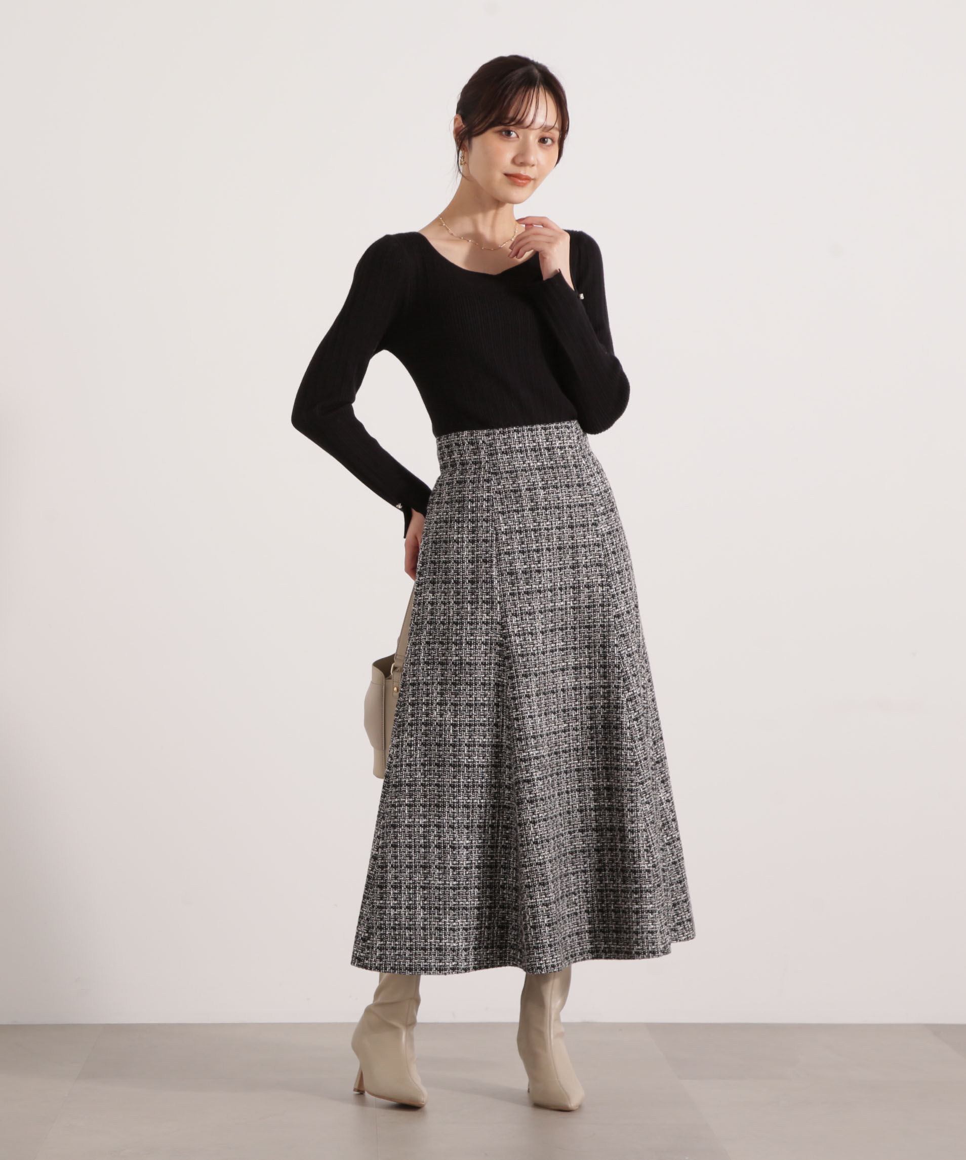 PROPORTION BODY DRESSING「ハートネックリブニット  25AW」|ニット・セーター|