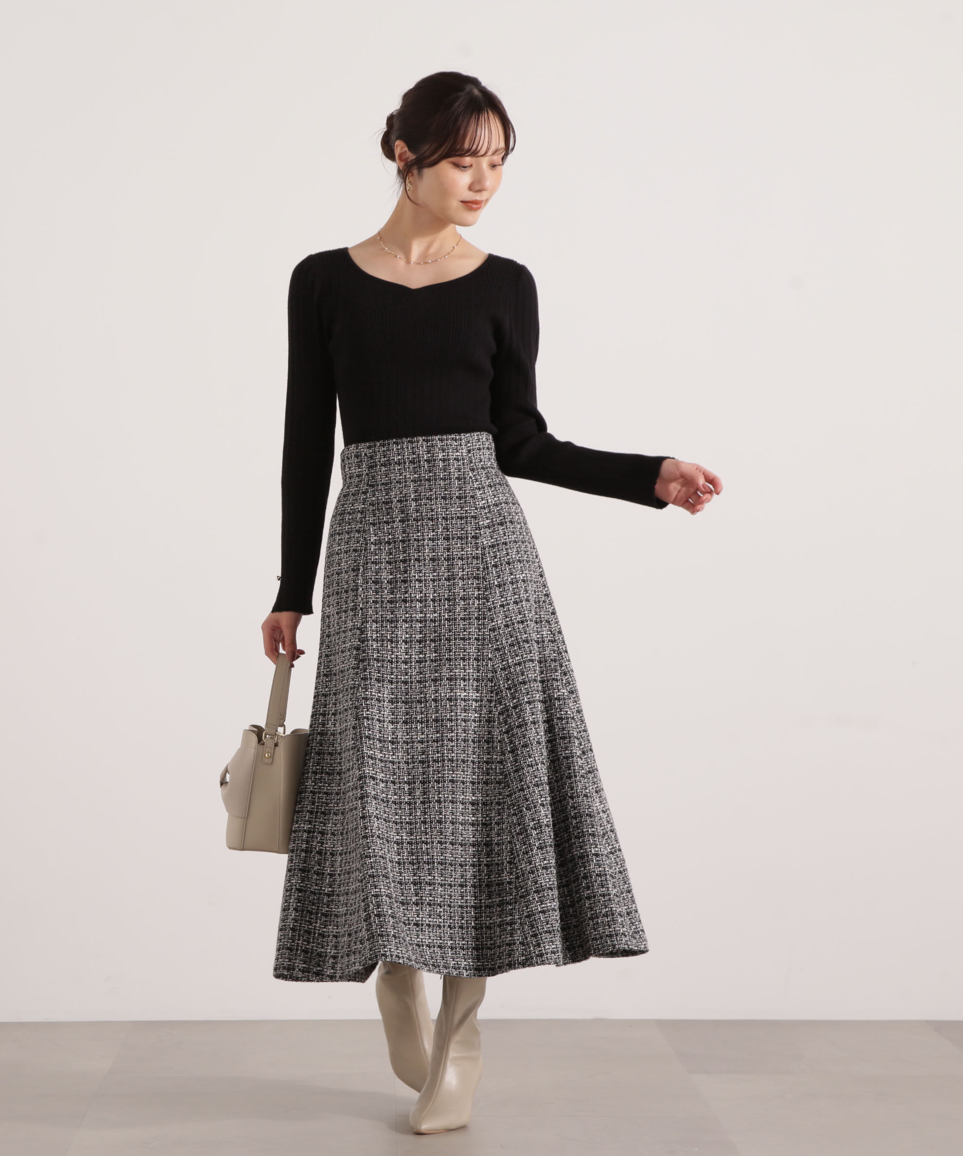 PROPORTION BODY DRESSING「ハートネックリブニット  25AW」|ニット・セーター|