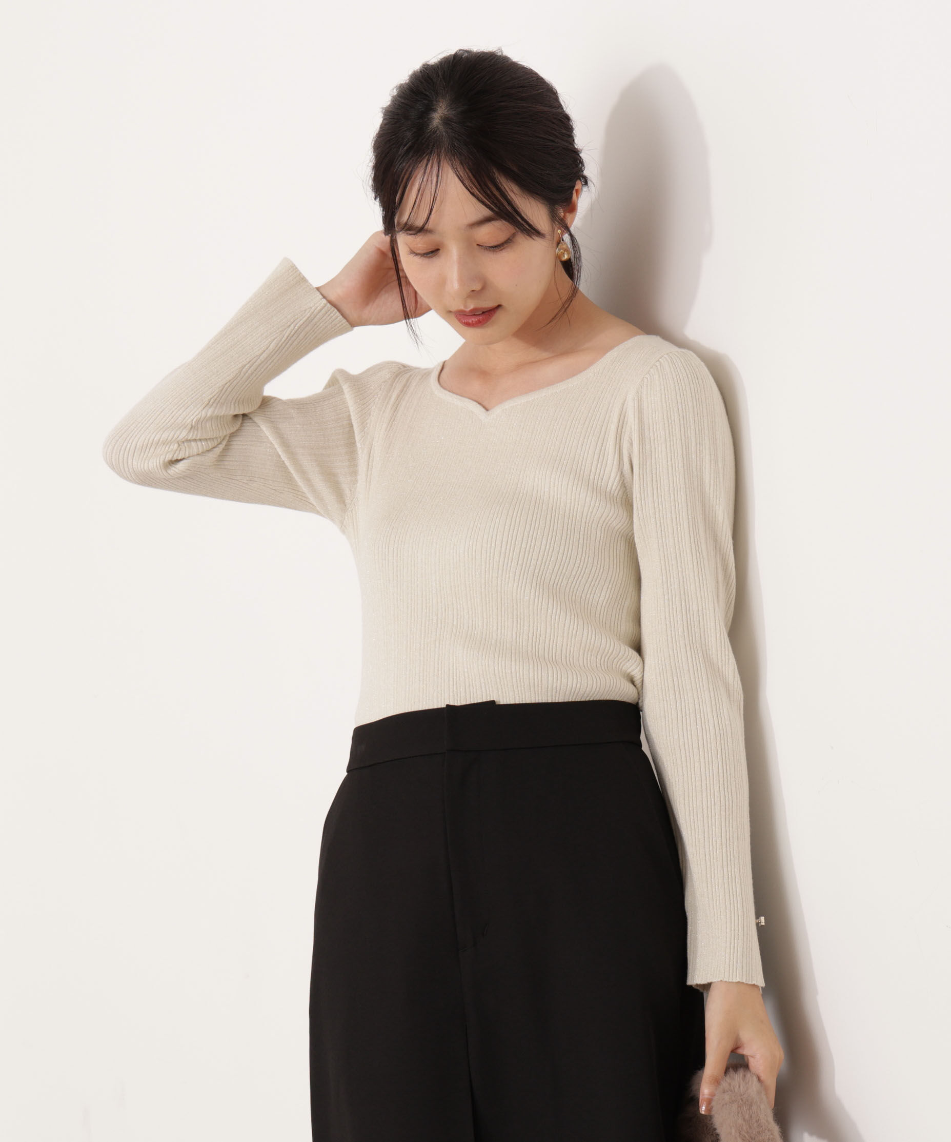 PROPORTION BODY DRESSING「ハートネックリブニット  25AW」|ニット・セーター|