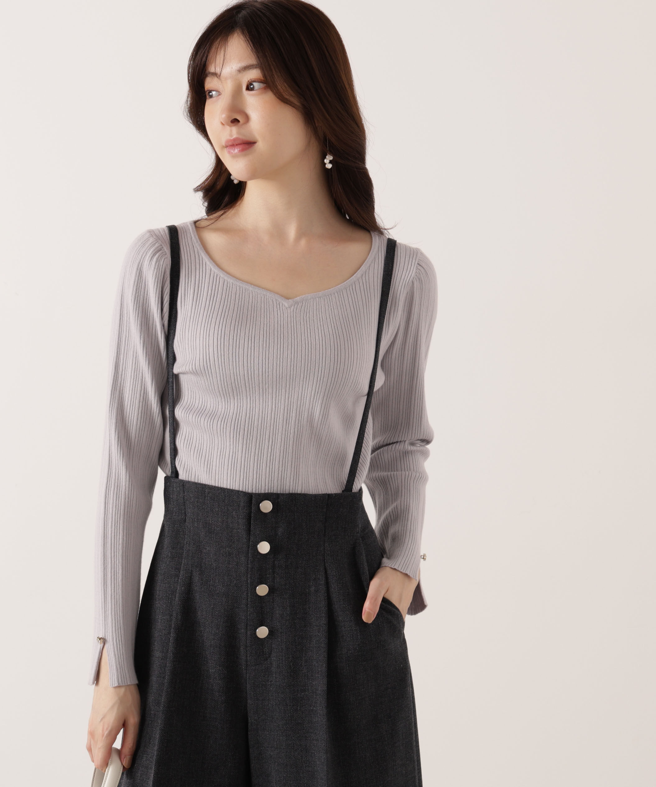 PROPORTION BODY DRESSING「ハートネックリブニット  25AW」|ニット・セーター|ラベンダー