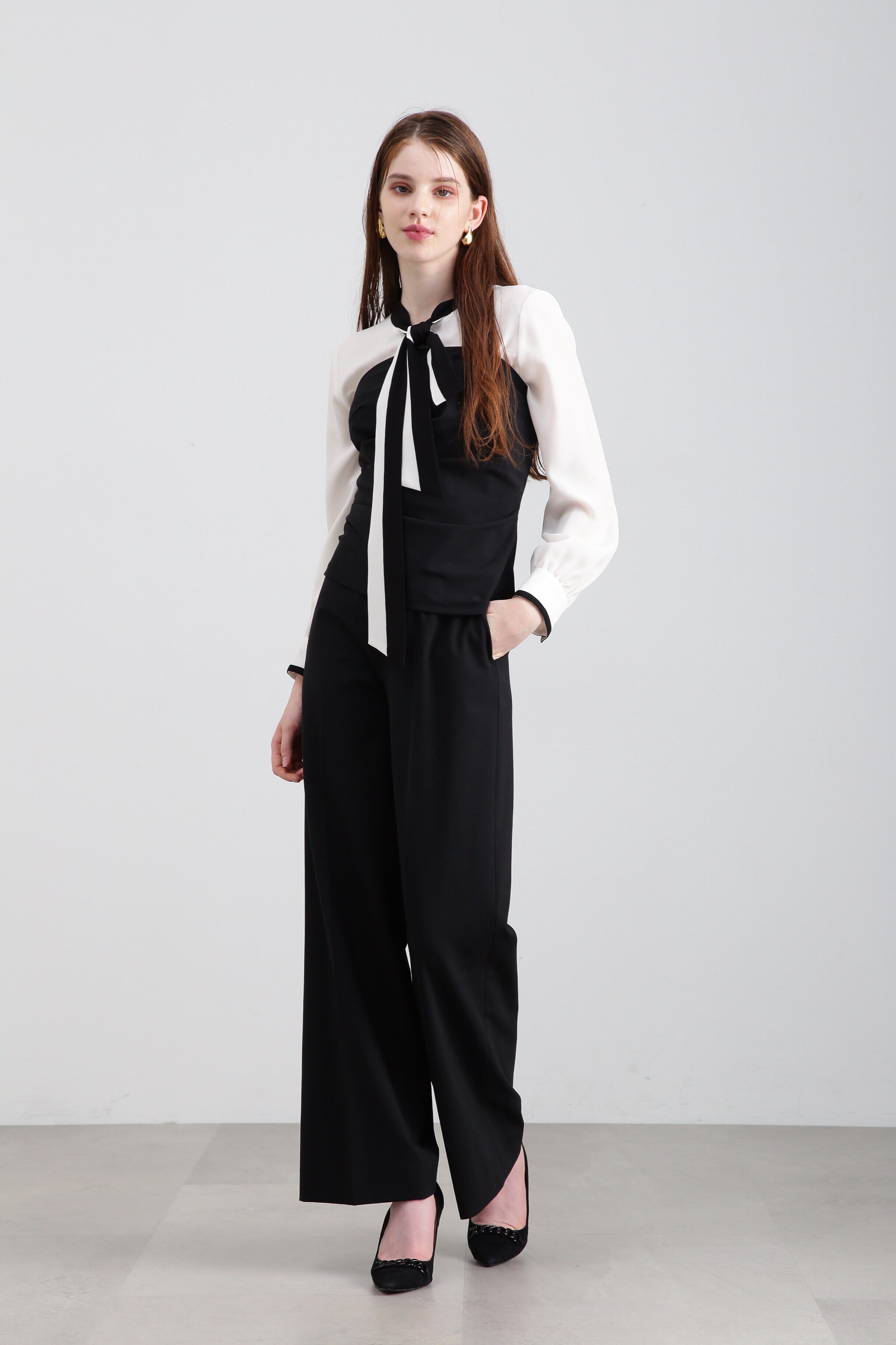  「◆バイカラーボウタイブラウス」|シャツ・ブラウス|