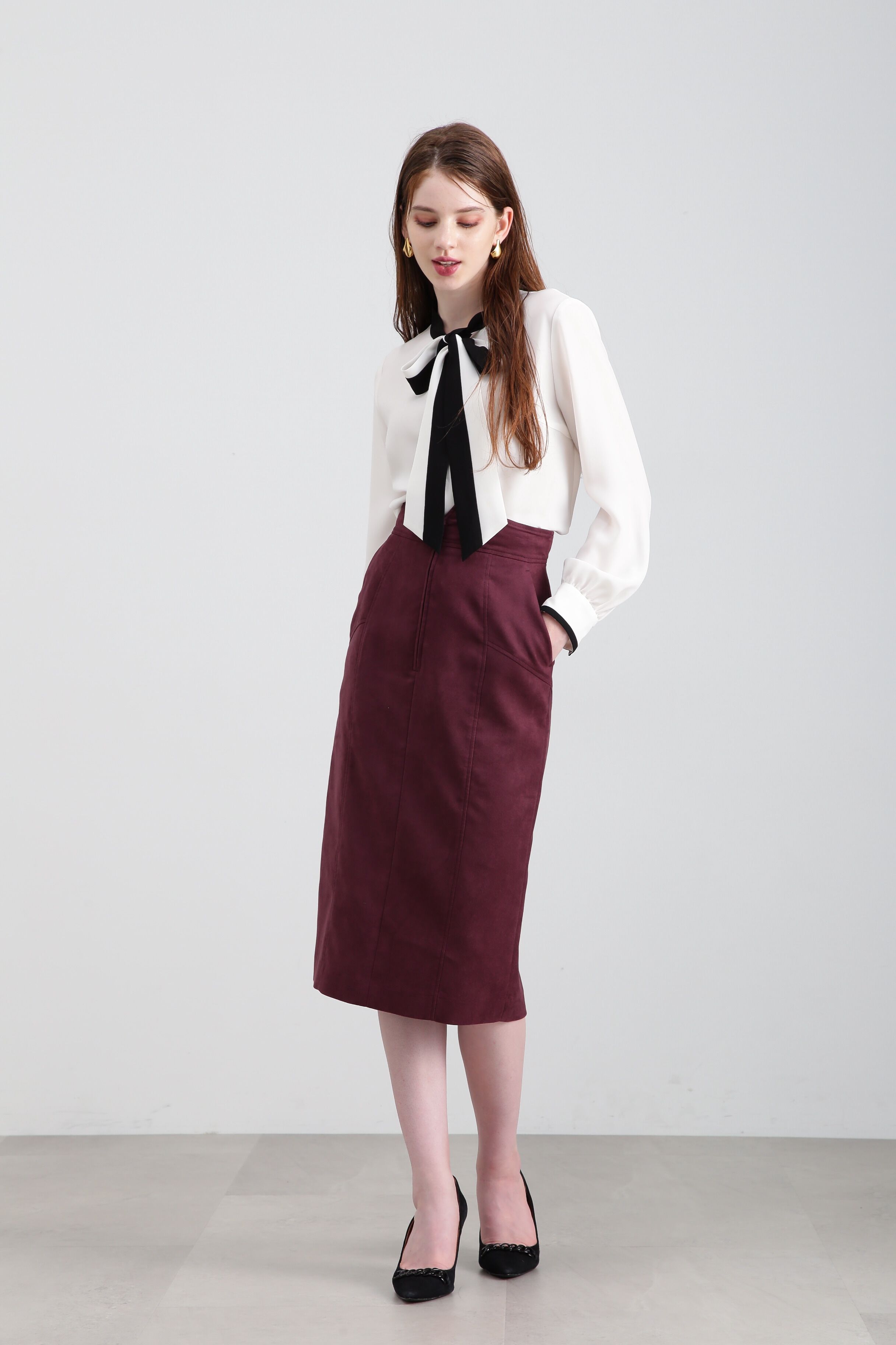  「◆バイカラーボウタイブラウス」|シャツ・ブラウス|