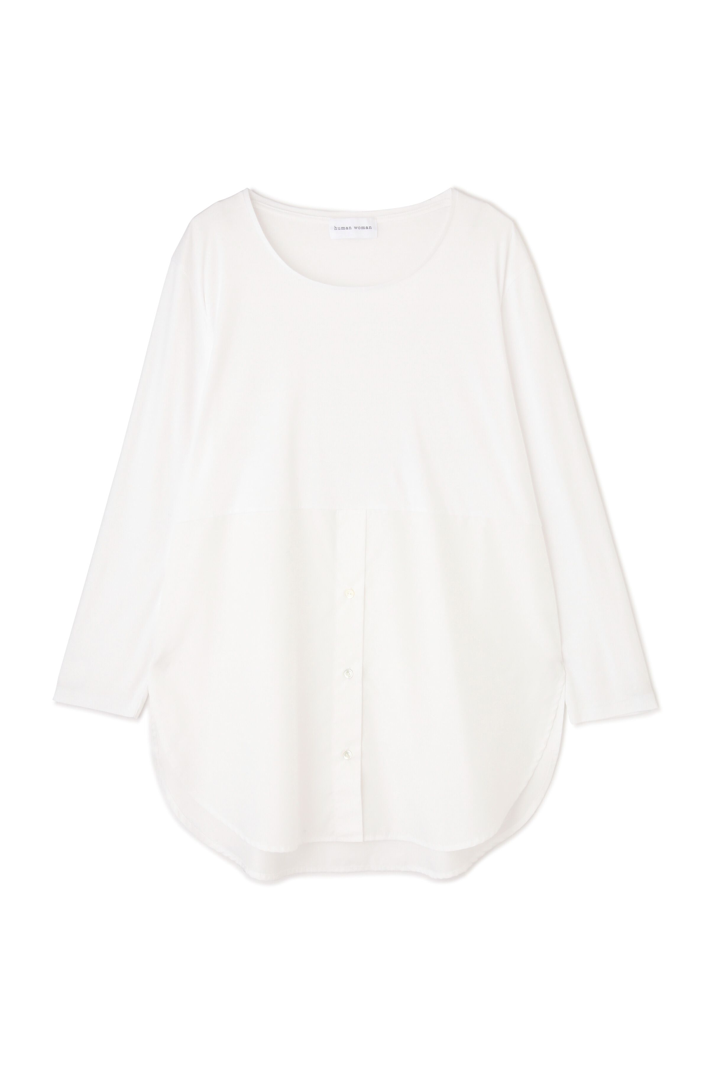  「◆布帛ドッキングクルーネックカットソー」|Tシャツ・カットソー|