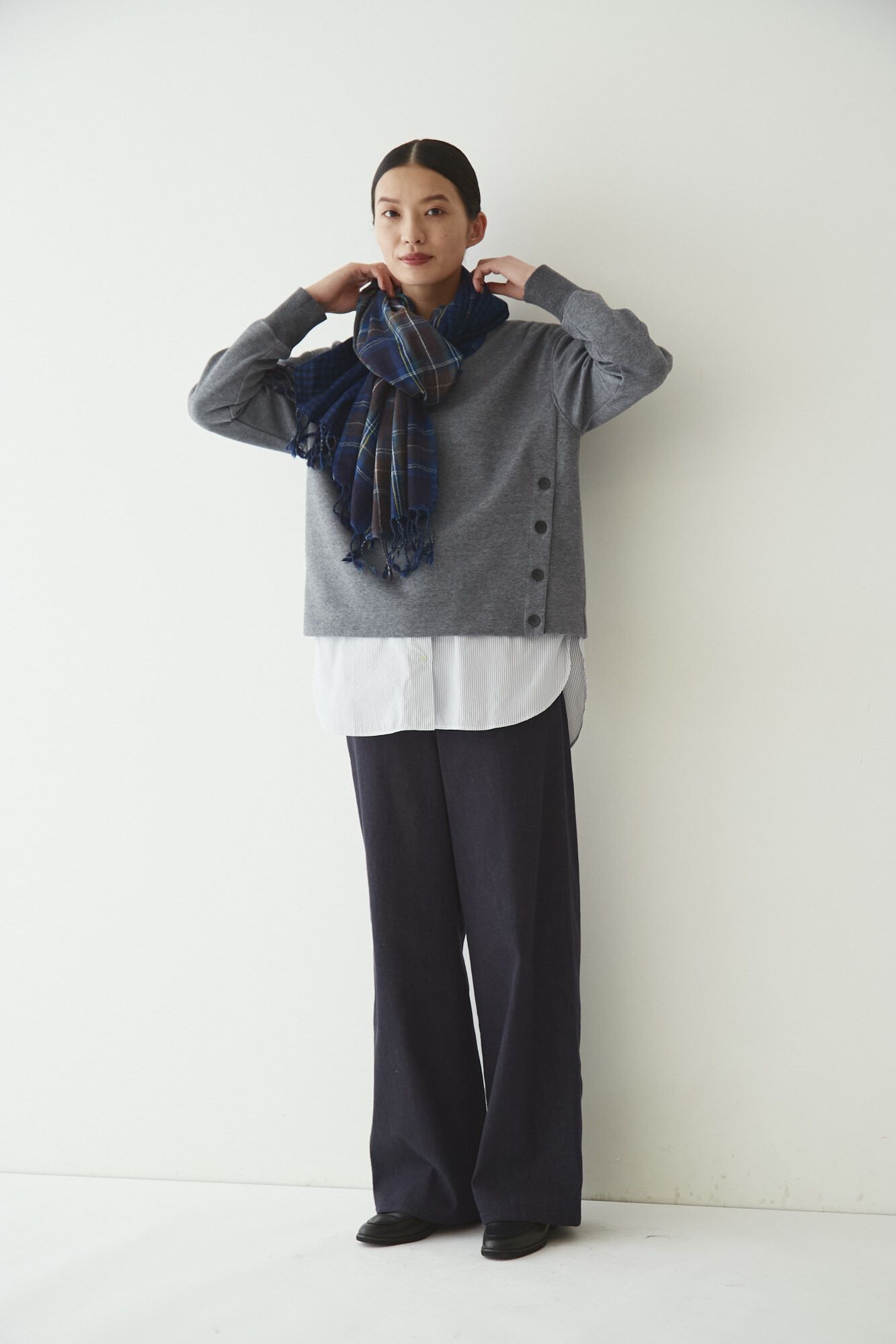  「◆布帛ドッキングクルーネックカットソー」|Tシャツ・カットソー|