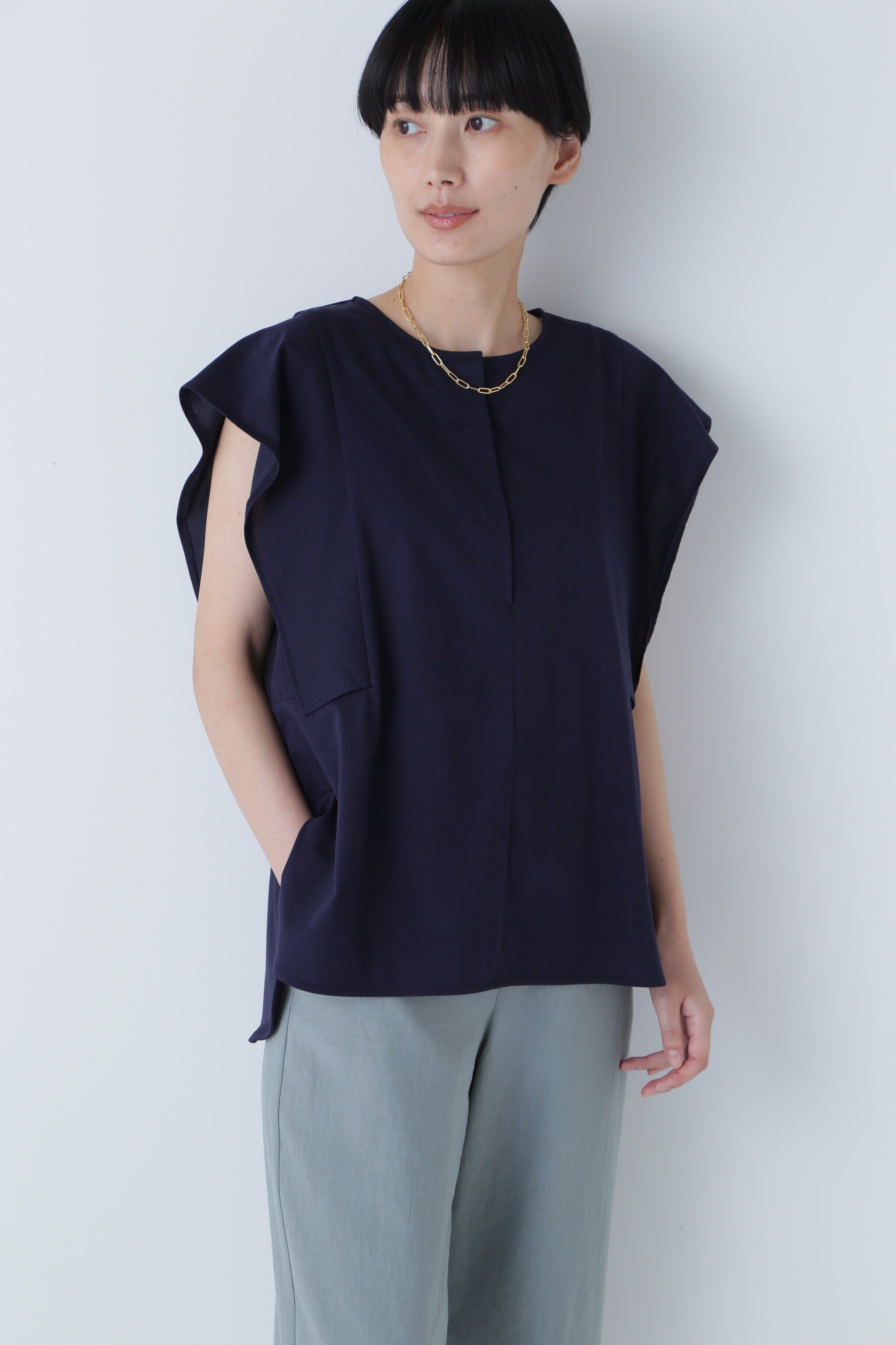  「◆接触冷感トップス」|Tシャツ・カットソー|ネイビー