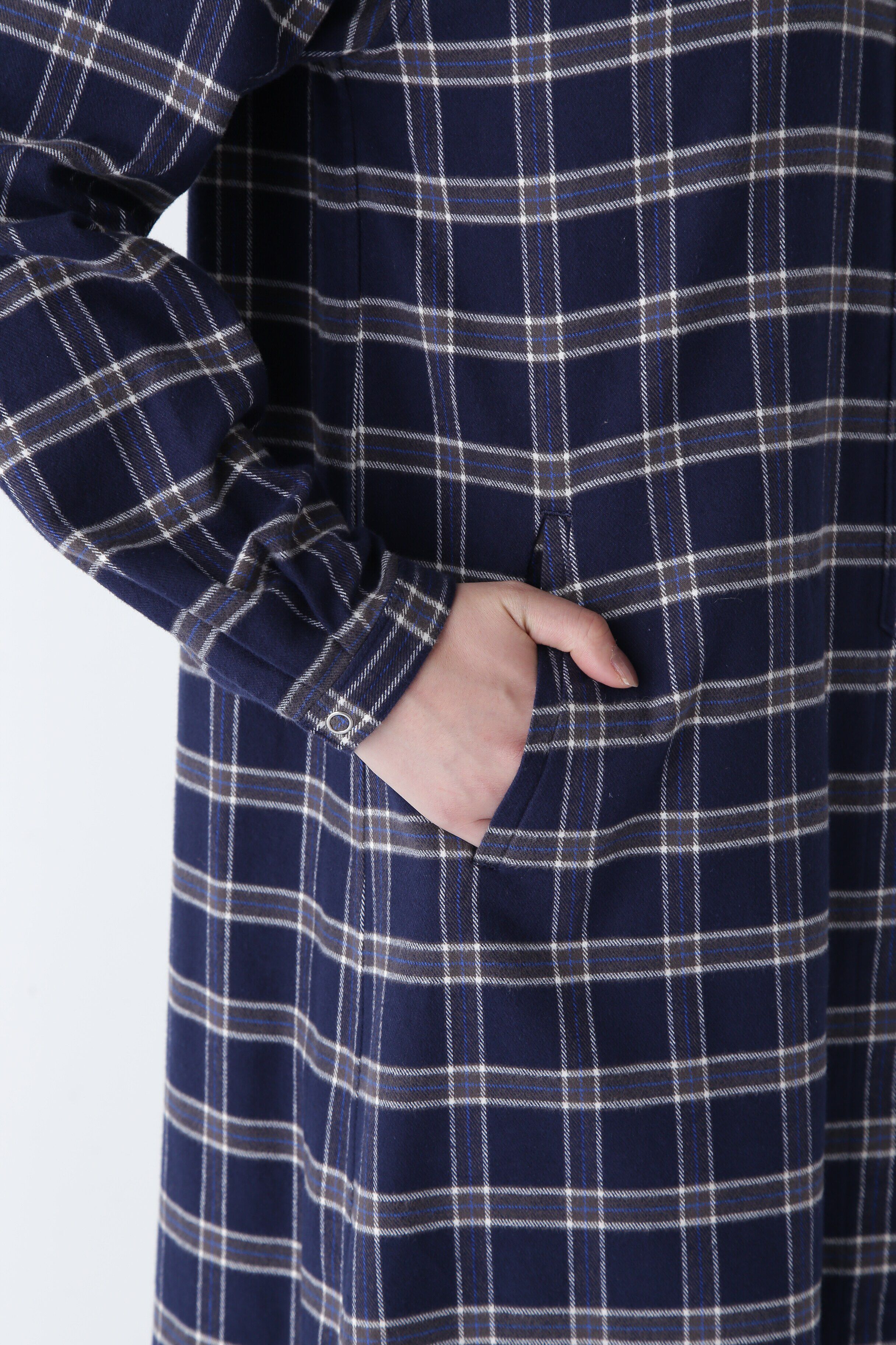  「◆コットン起毛チェックリブカラーシャツワンピース」|ワンピース|