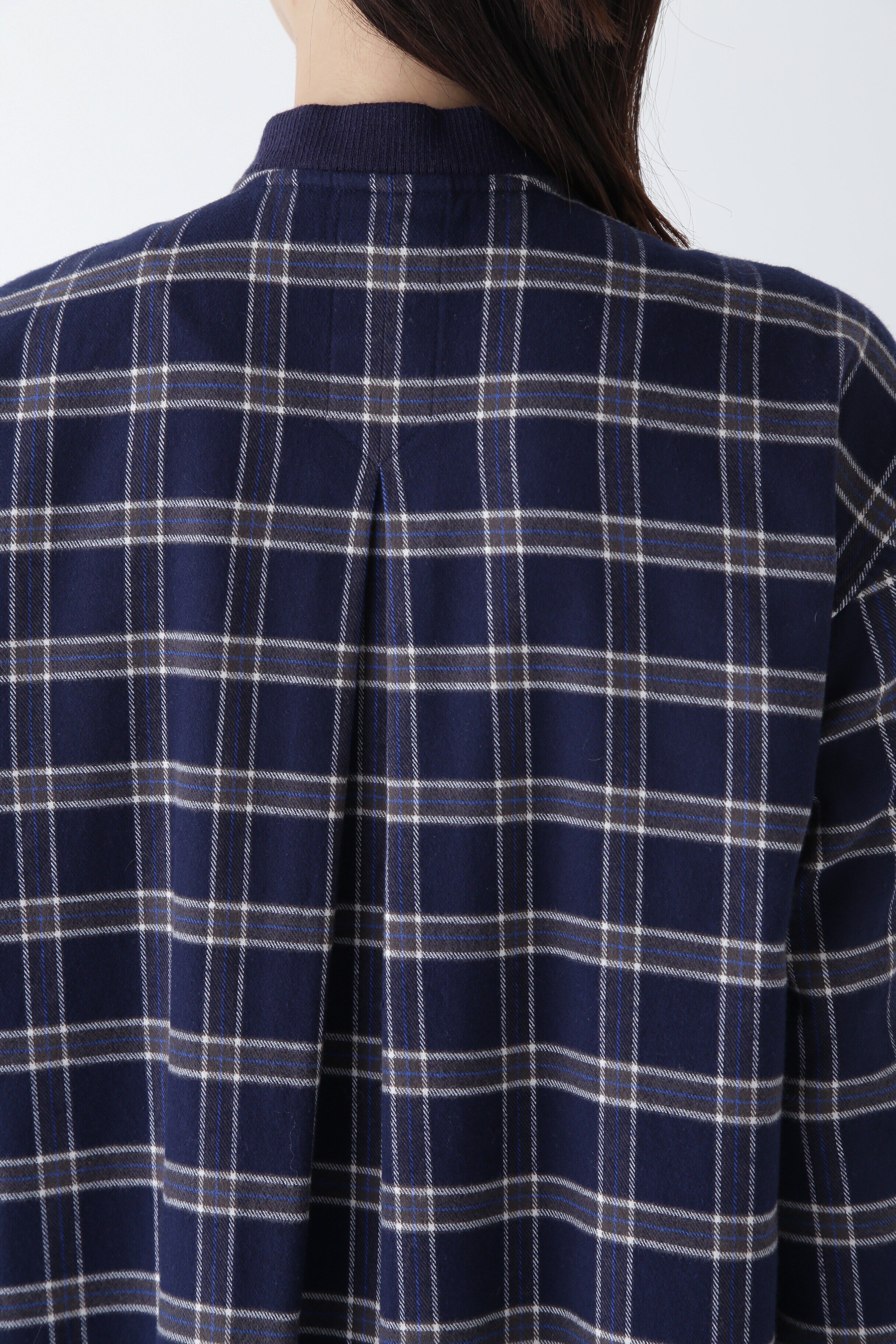  「◆コットン起毛チェックリブカラーシャツワンピース」|ワンピース|