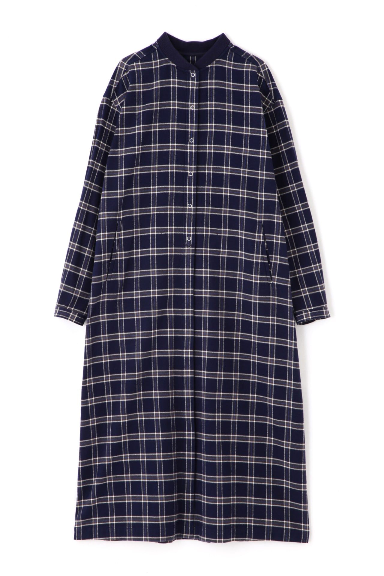  「◆コットン起毛チェックリブカラーシャツワンピース」|ワンピース|