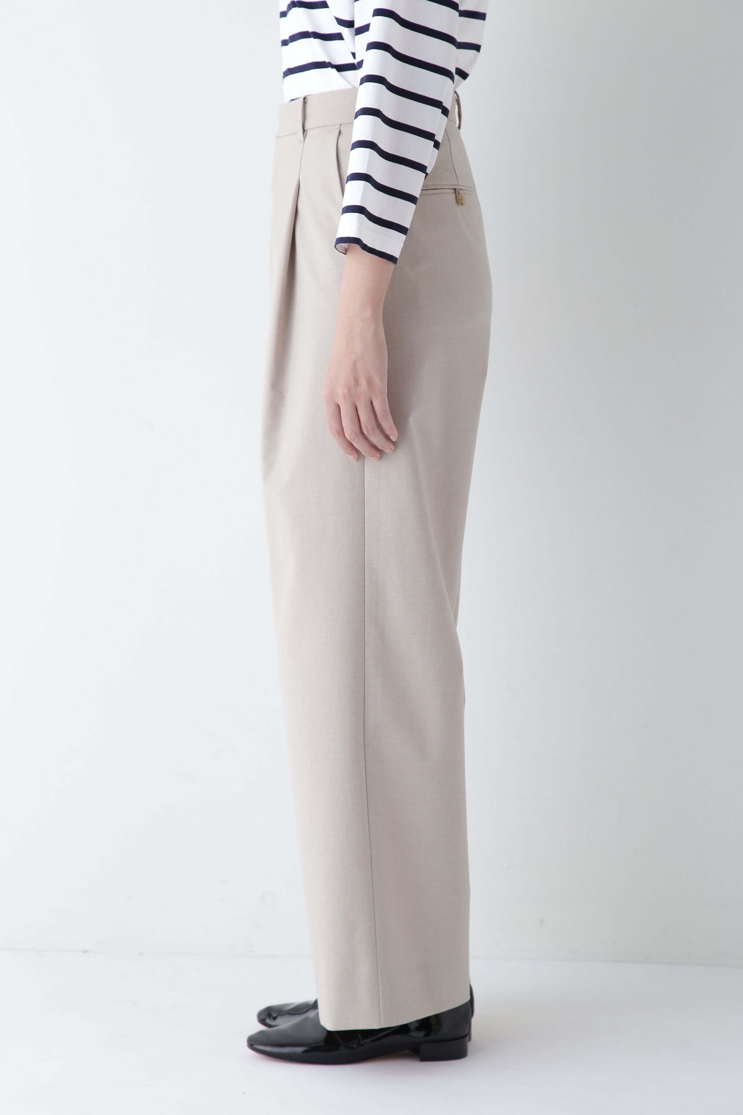  「◆Ｐレーヨン麻ポプリンマーベルトセミワイドパンツ」|その他|